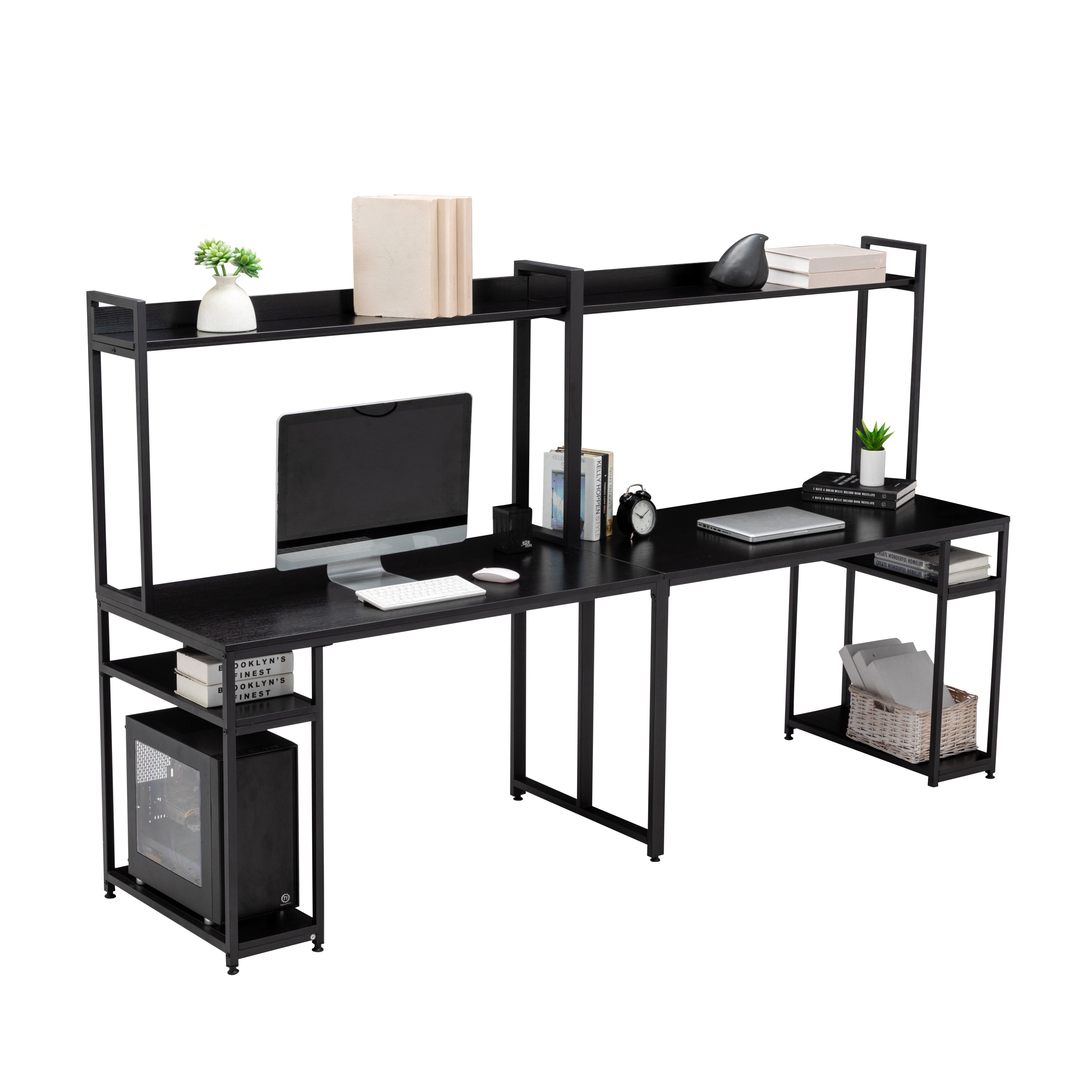 Computer Desk for Two with Storage (Black)