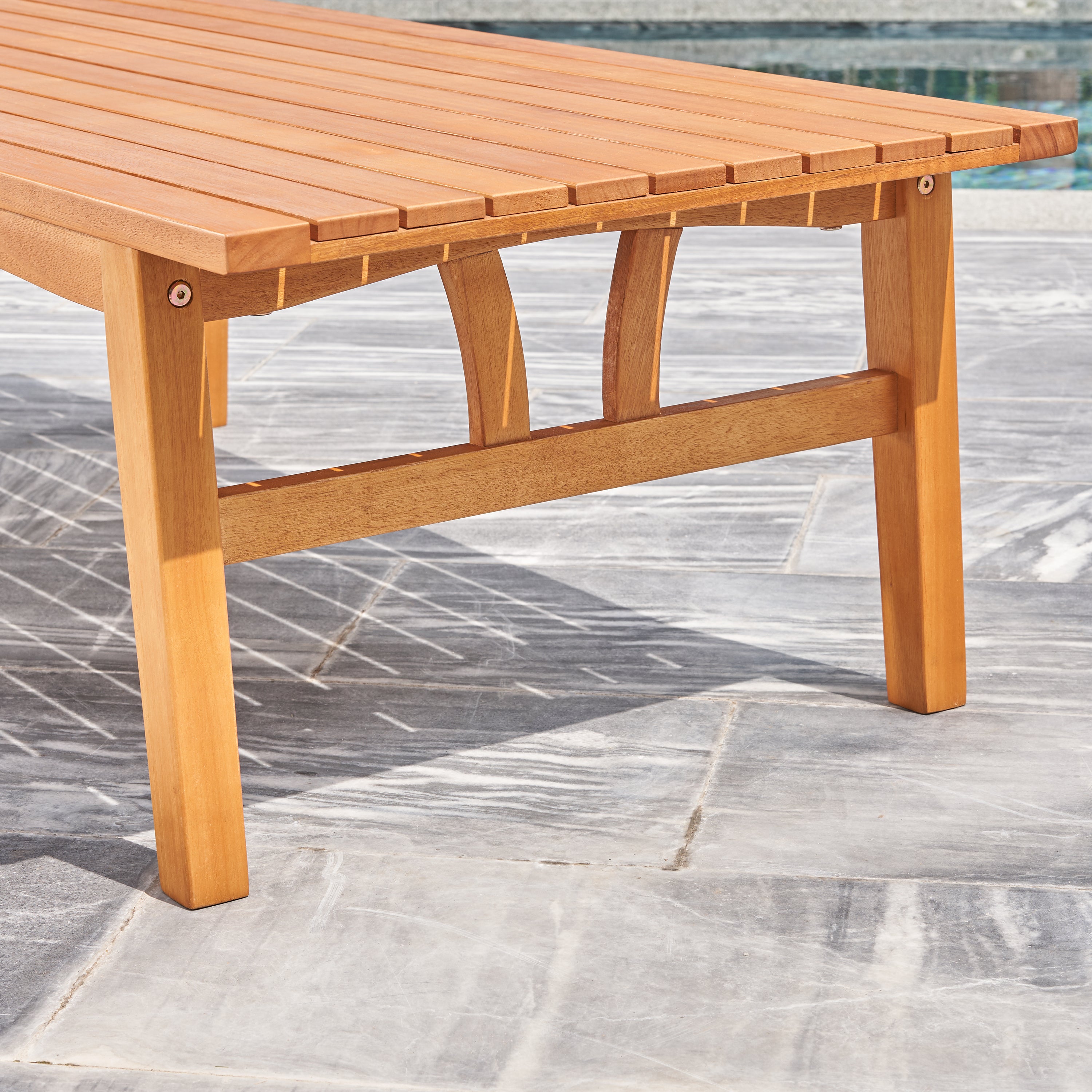 Kapalua Honey Nautical Eucalyptus Wooden Outdoor Sofa Table