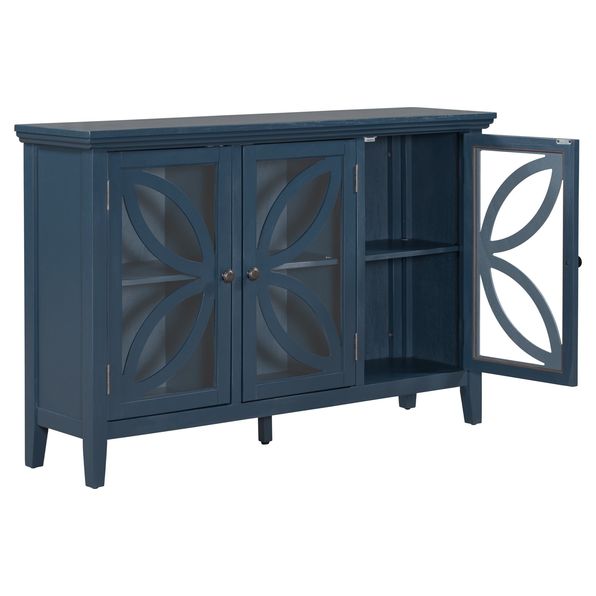 Accent Storage Cabinet Wooden Cabinet with Adjustable Shelf, Modern Sideboard for Entryway (Blue)