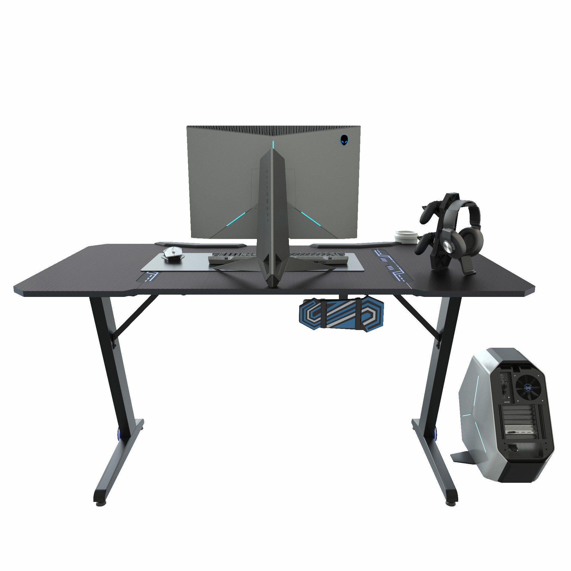 Large gaming  desk(with 1*Headphone Holder,1*Cup Holder,1*Plug Board holder,1*Game Handles Holder)