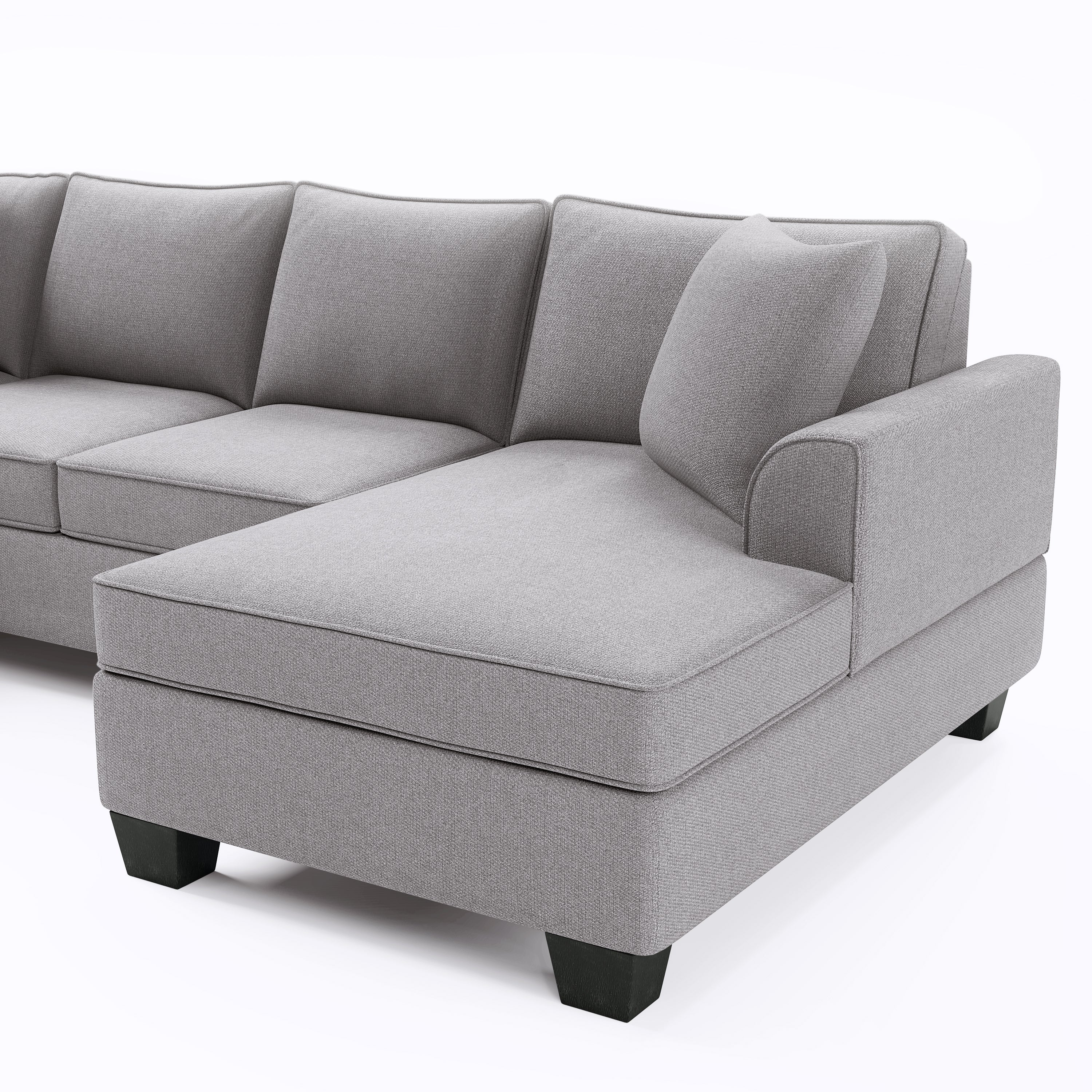 110*86 Inch Modular Sofa Upholstered Classic U Shape Sofa Include 3 Pillows