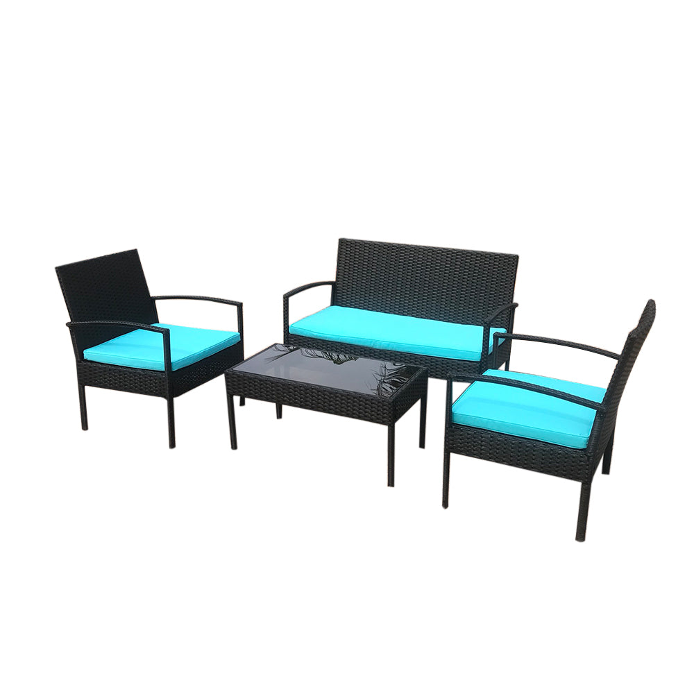 4 PCS Patio Wicker Rattan Furniture Set