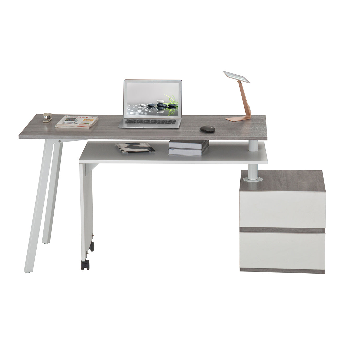 Rotating Multi-Positional Modern Desk, Gaming Table (Gray)
