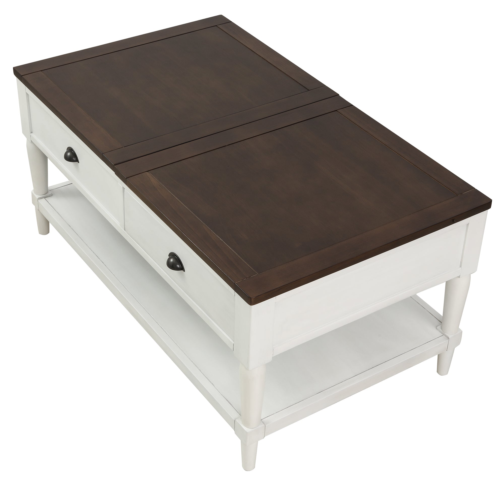 Coffee Table Lift Top Wood Home Living Room (White)