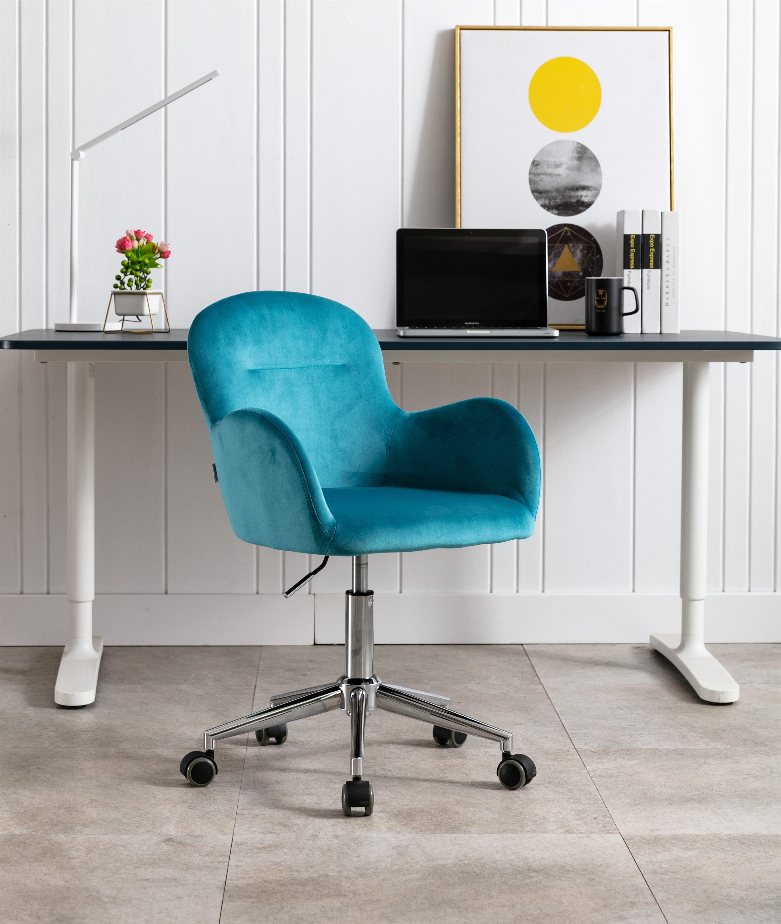 COOLMORE Velvet Living Room Swivel Shell Chair (Teal)