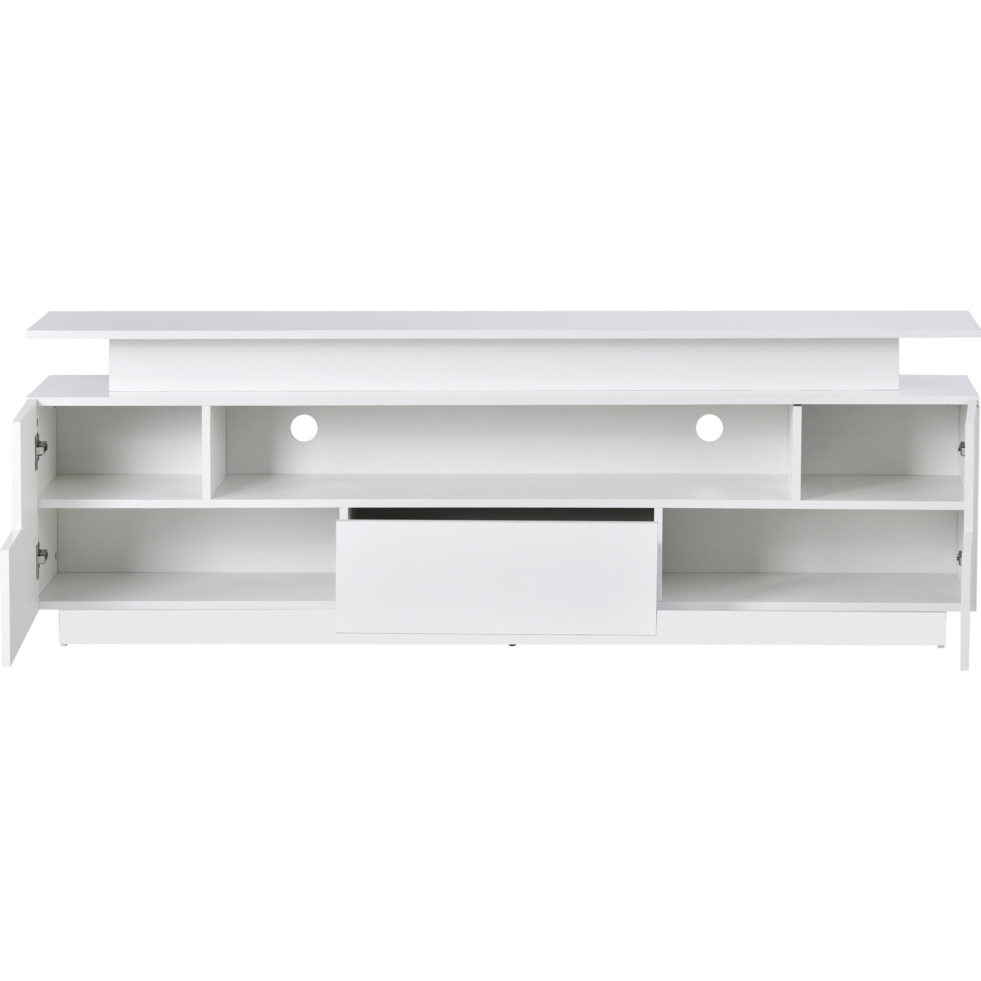 ON-TREND Modern Stylish Practical TV Cabinet with Color Changing LED Lights for TVs Above 75"(White)