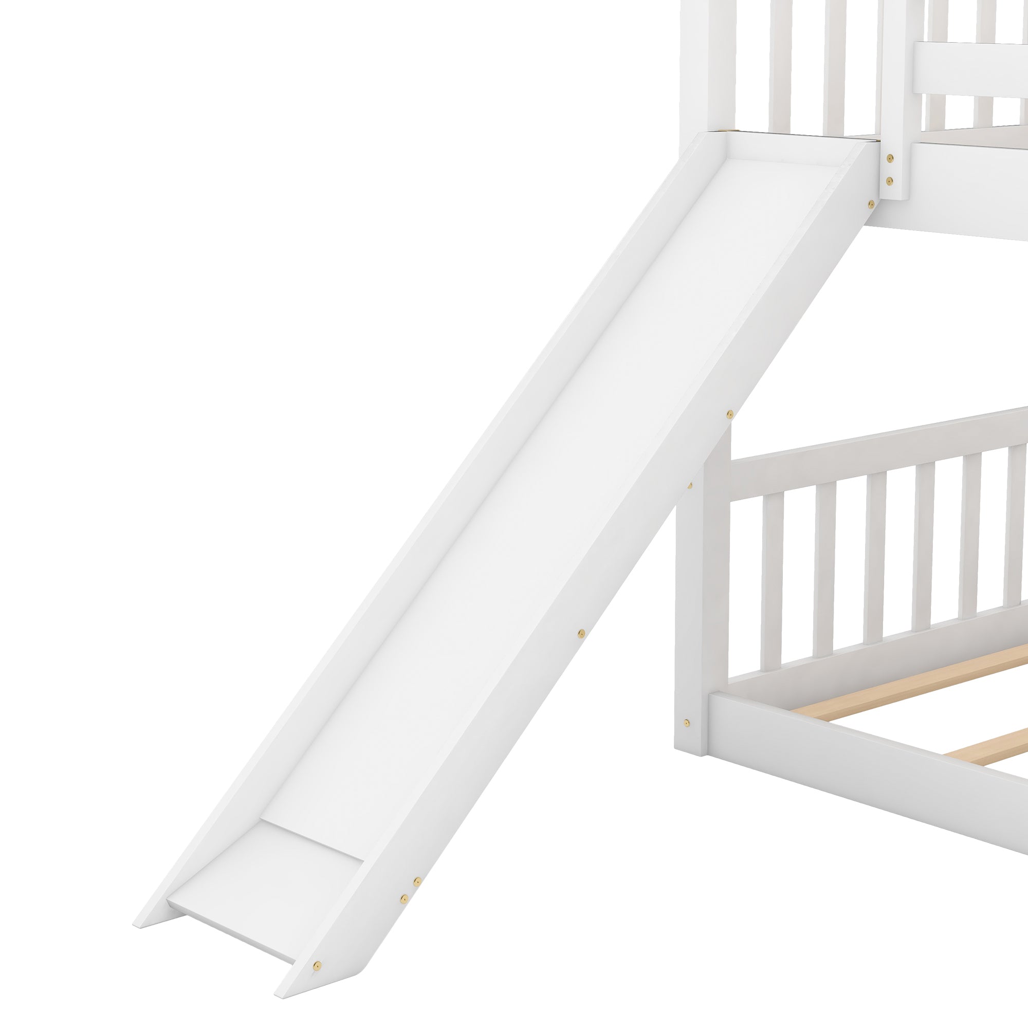 Twin over Twin Bunk Bed with Convertible Slide and Ladder (White)