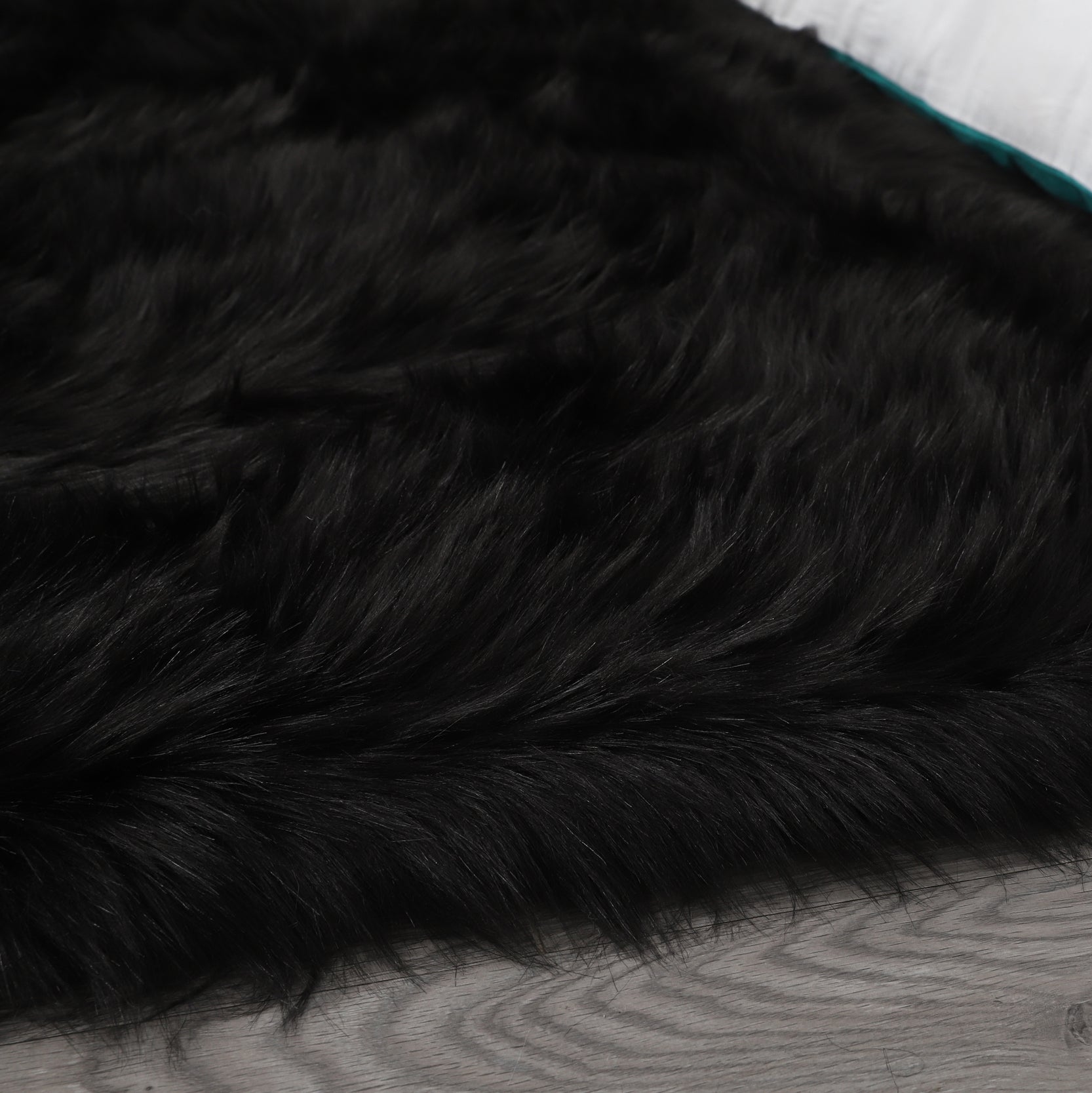 7' x 5' Cozy Collection Ultra Soft Fluffy Faux Fur Sheepskin Area Rug (Black)
