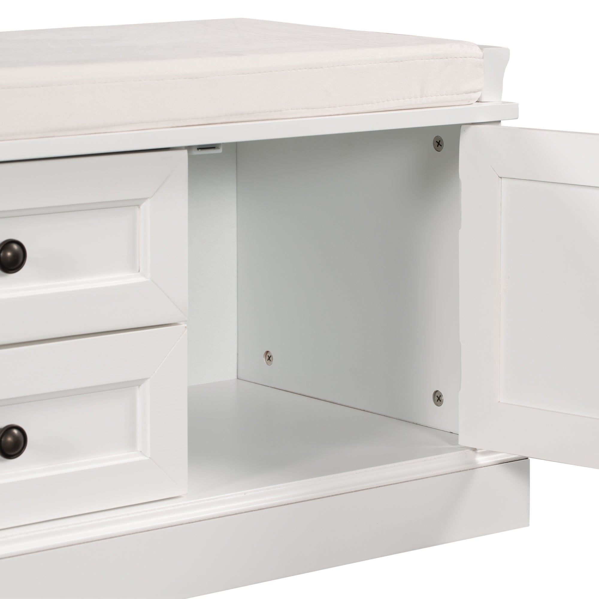 TREXM Storage Bench with Removable Cushion (White)