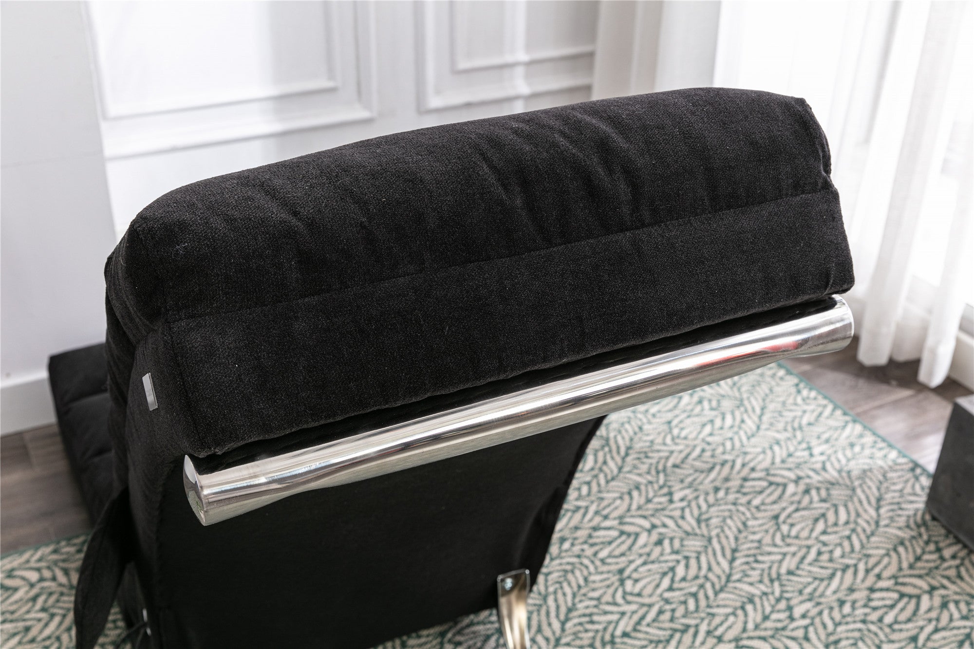 COOLMORE Linen Lounger Indoor Chair (Black)