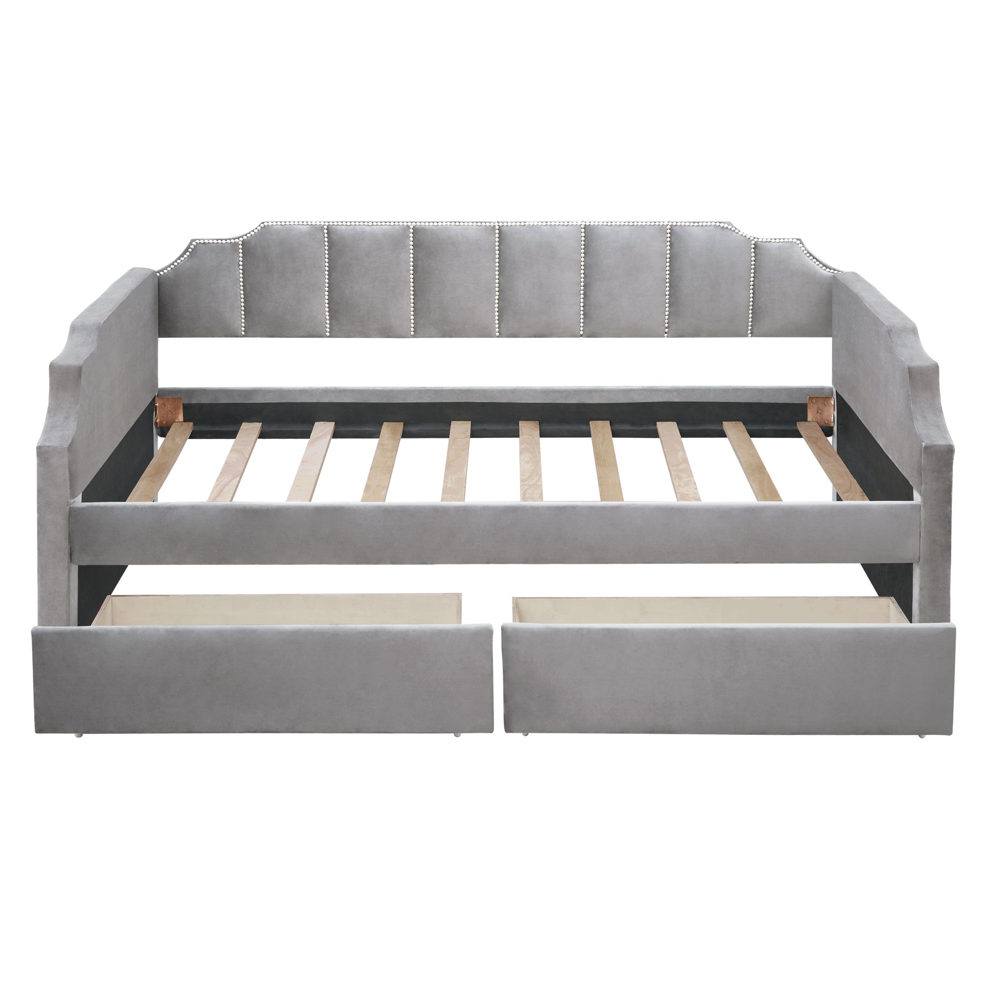 Twin Size Upholstered daybed with Drawers (Gray)