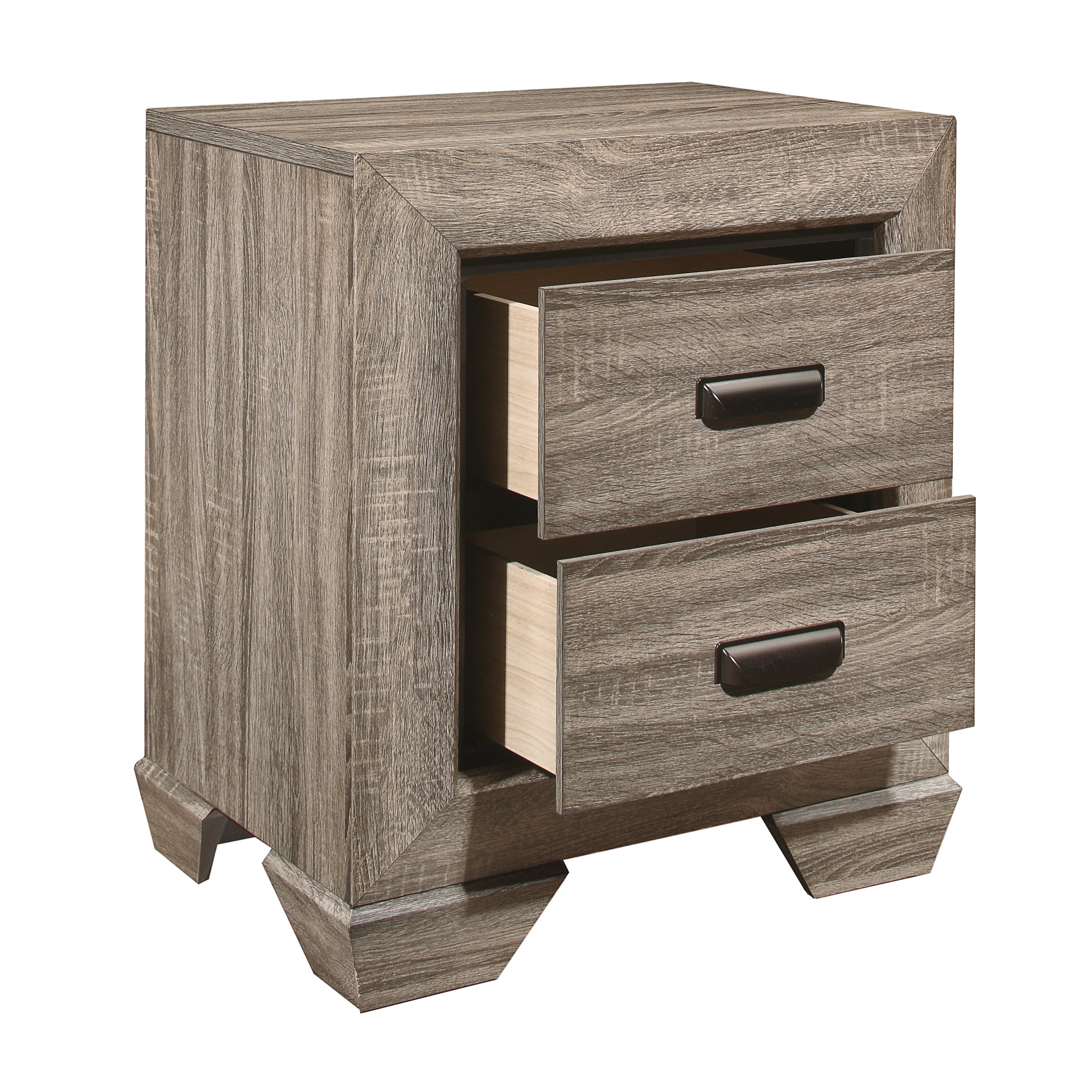 Flat Cup Pulls Two Dovetail Drawers Wooden Bed Side Table Bedroom Furniture