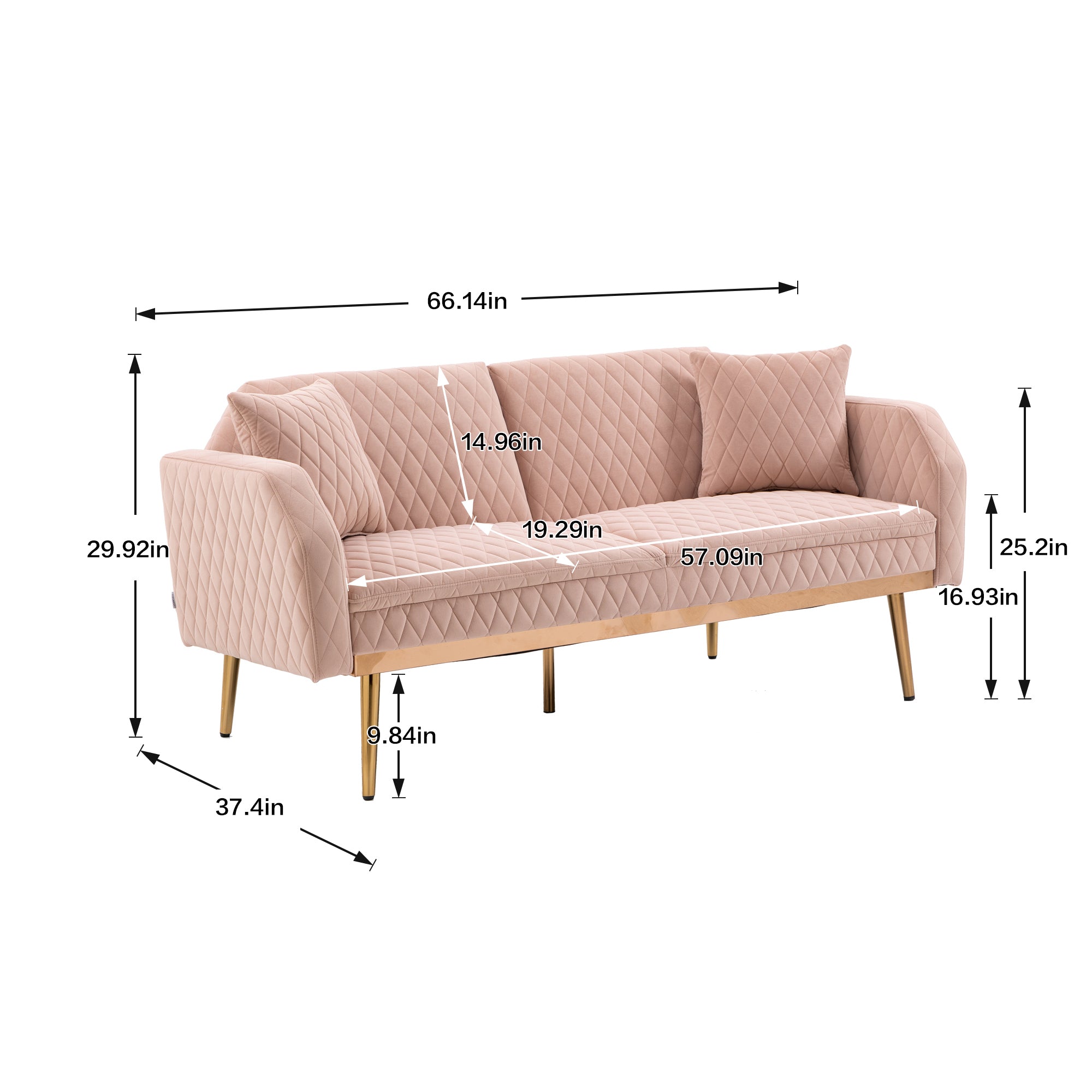 COOLMORE Velvet Sofa (Pink)