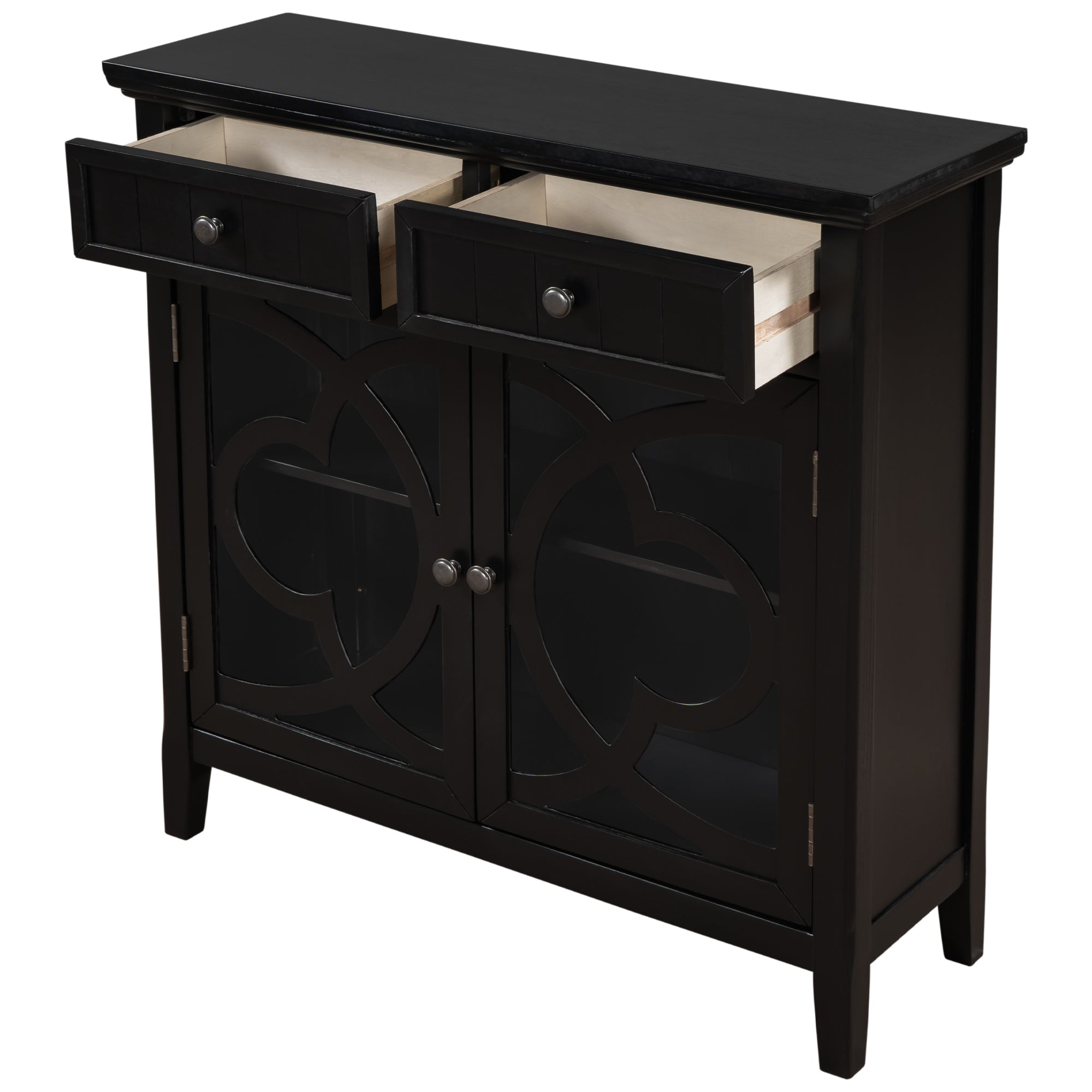 U-style Accent Storage Cabinet Wooden Cabinet with Adjustable Shelf