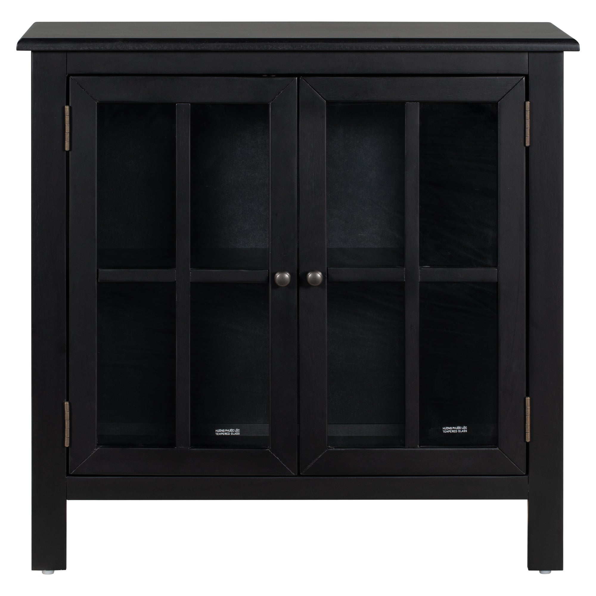 31.5’’ Wood Accent Buffet Sideboard Storage Cabinet with Doors and Adjustable Shelf (Black)