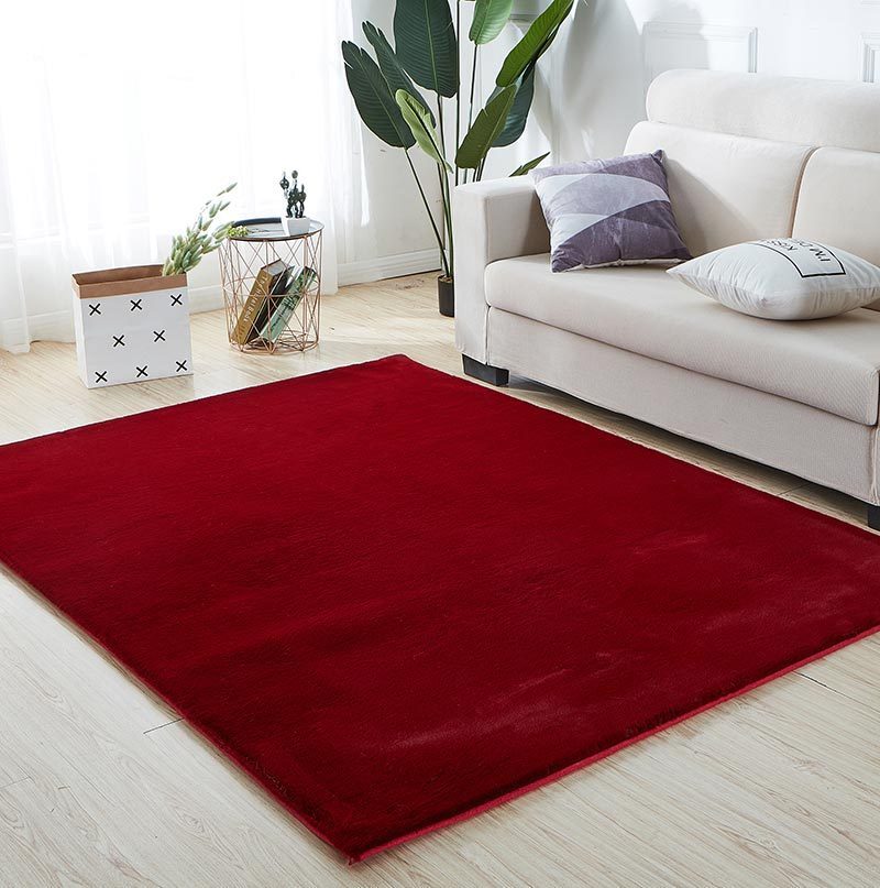 9.83' x 6.58' Lily Luxury Chinchilla Faux Fur Rectangular Area Rug (Red)