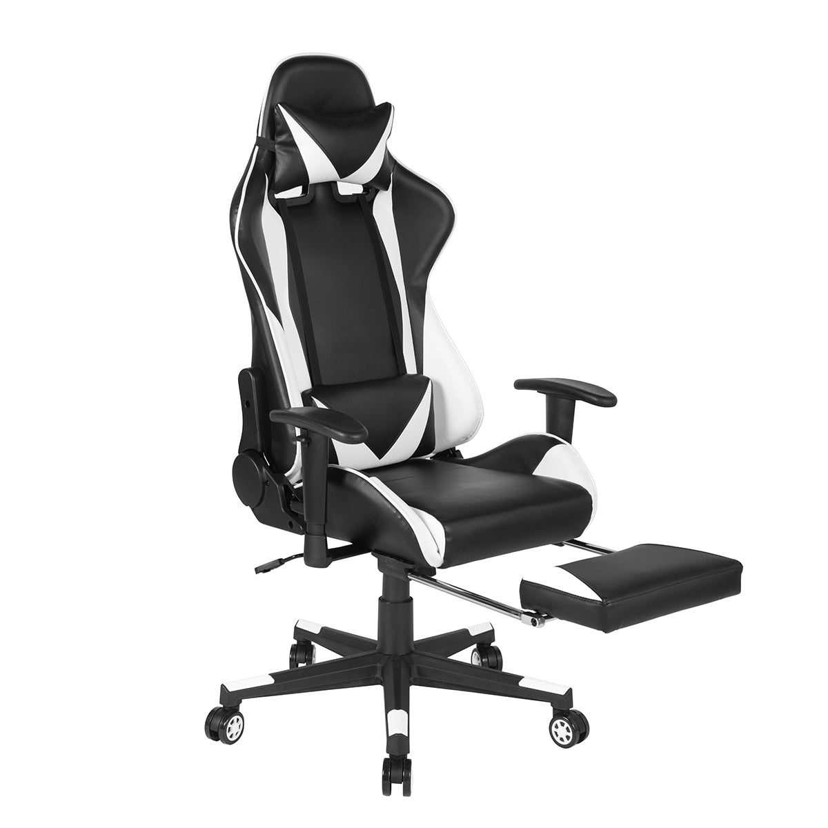 Gaming Chair with Swivel & Lumbar Support (White/Black)