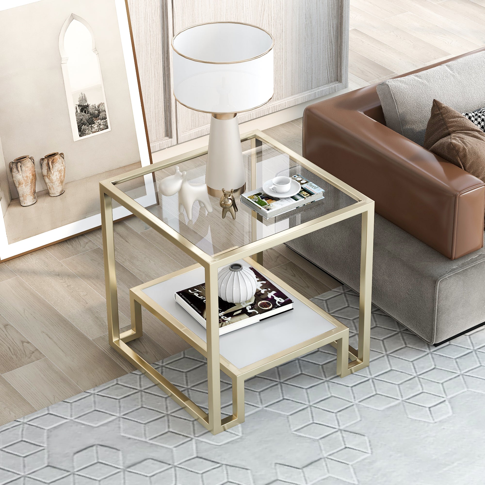 ON-TREND Modern Minimalist Design Living Room Coffee Table (Gold)