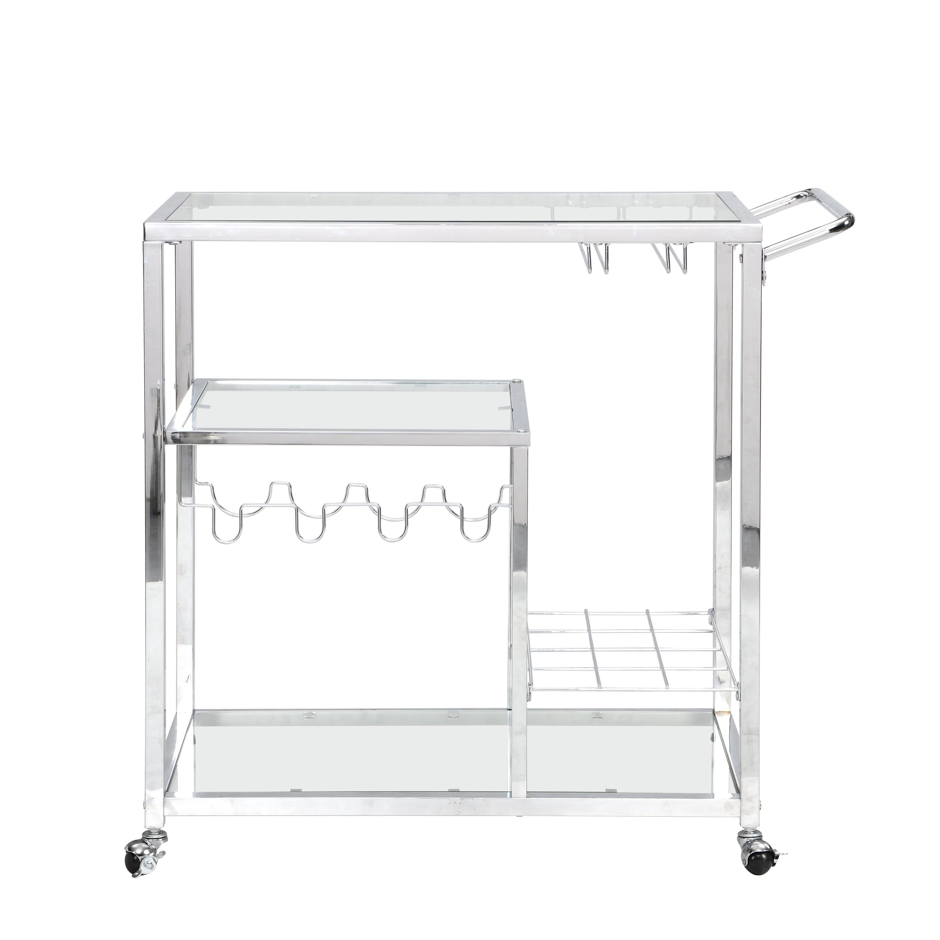 Glass Metal Frame Wine Cabinet (Silver)