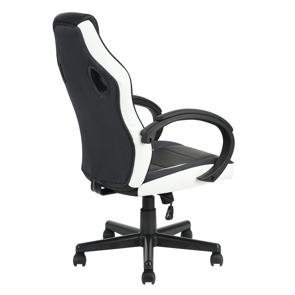 Gaming Office Chair with Fabric Adjustable Swivel(Black/White)