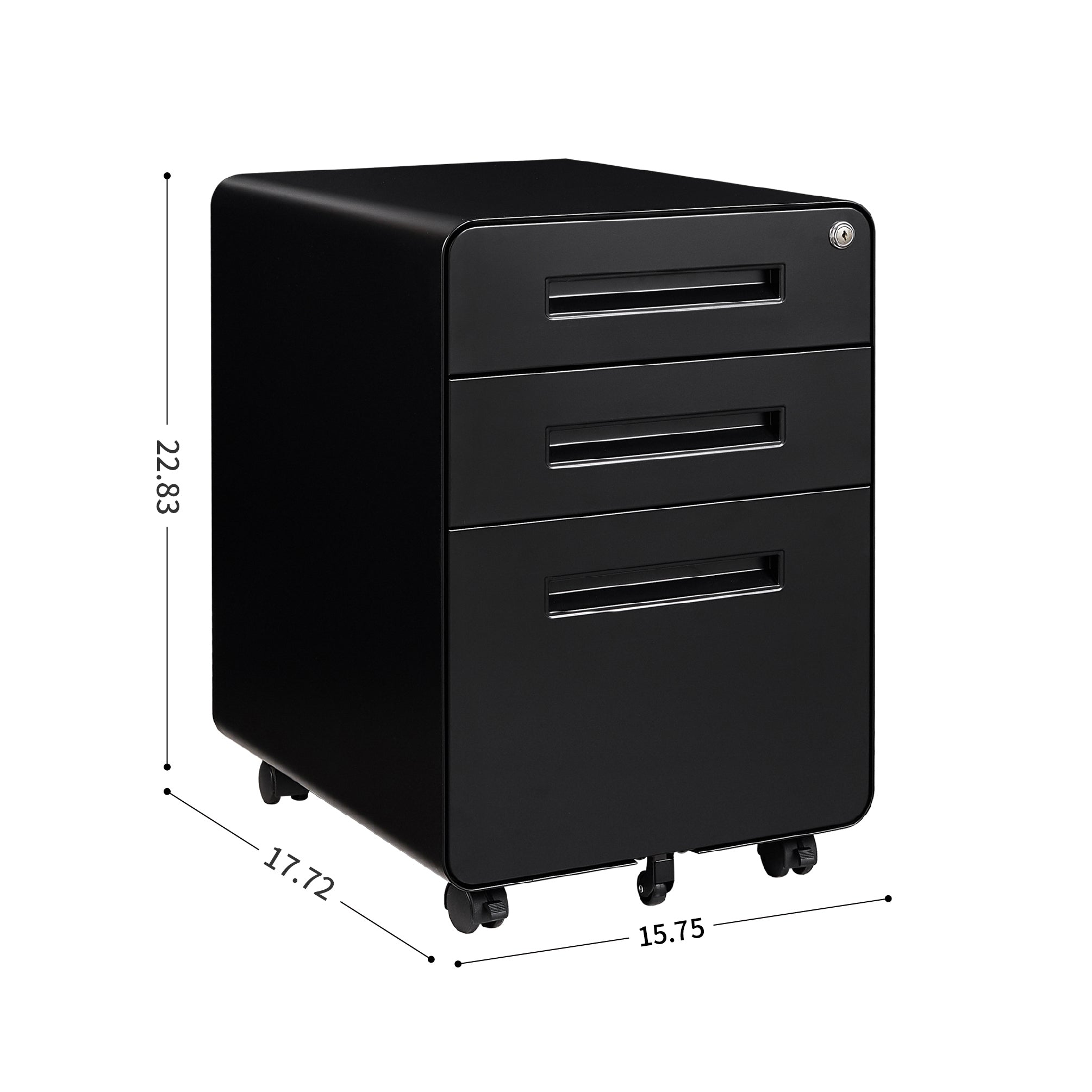 Metal Storage File Cabinet with Lock and Key (Black)