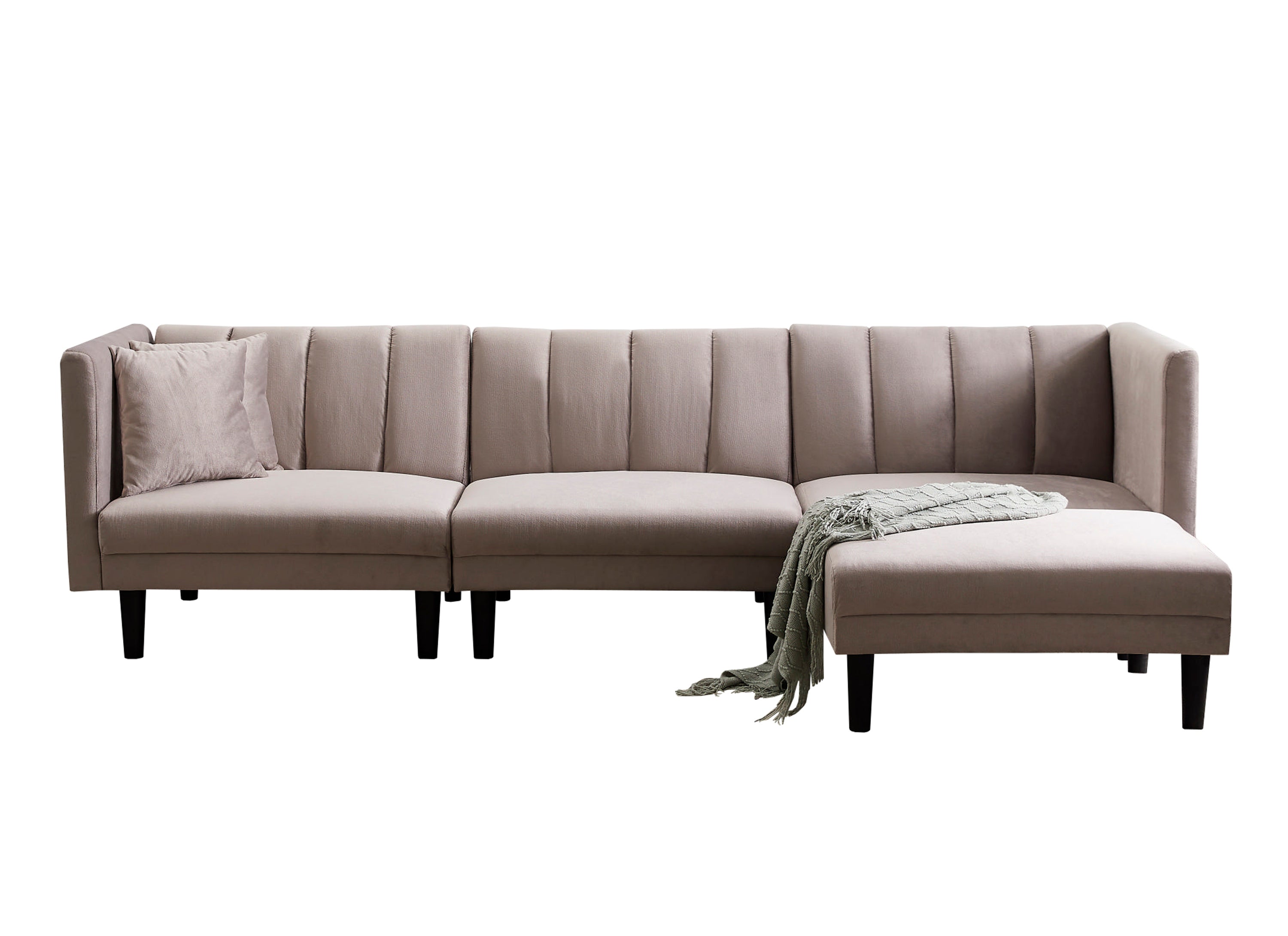 Reversible Modular Sofa Bed with 2 Pillows Velvet (Gray)