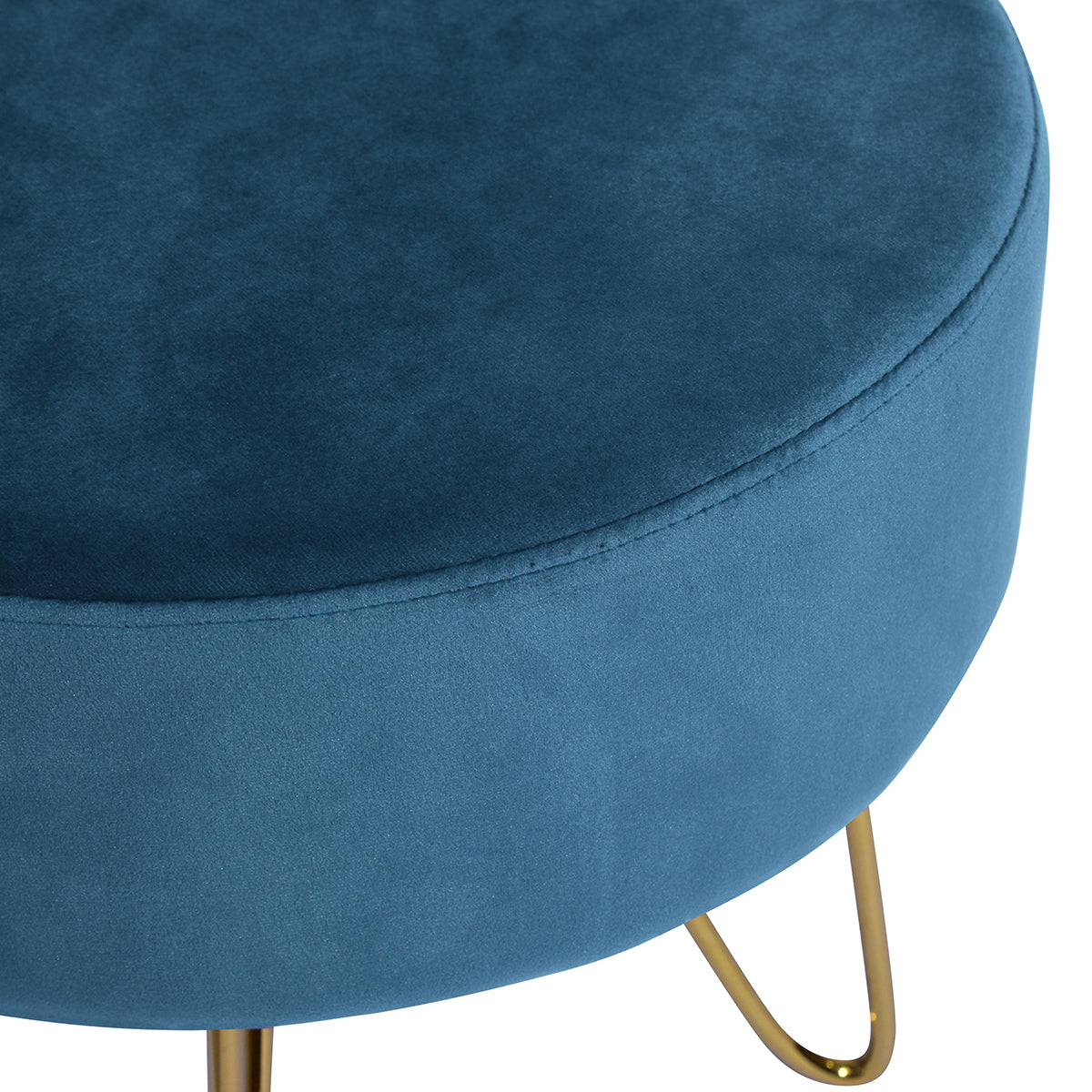 17.7" Round Shaped Ottoman with Metal Legs (Teal)