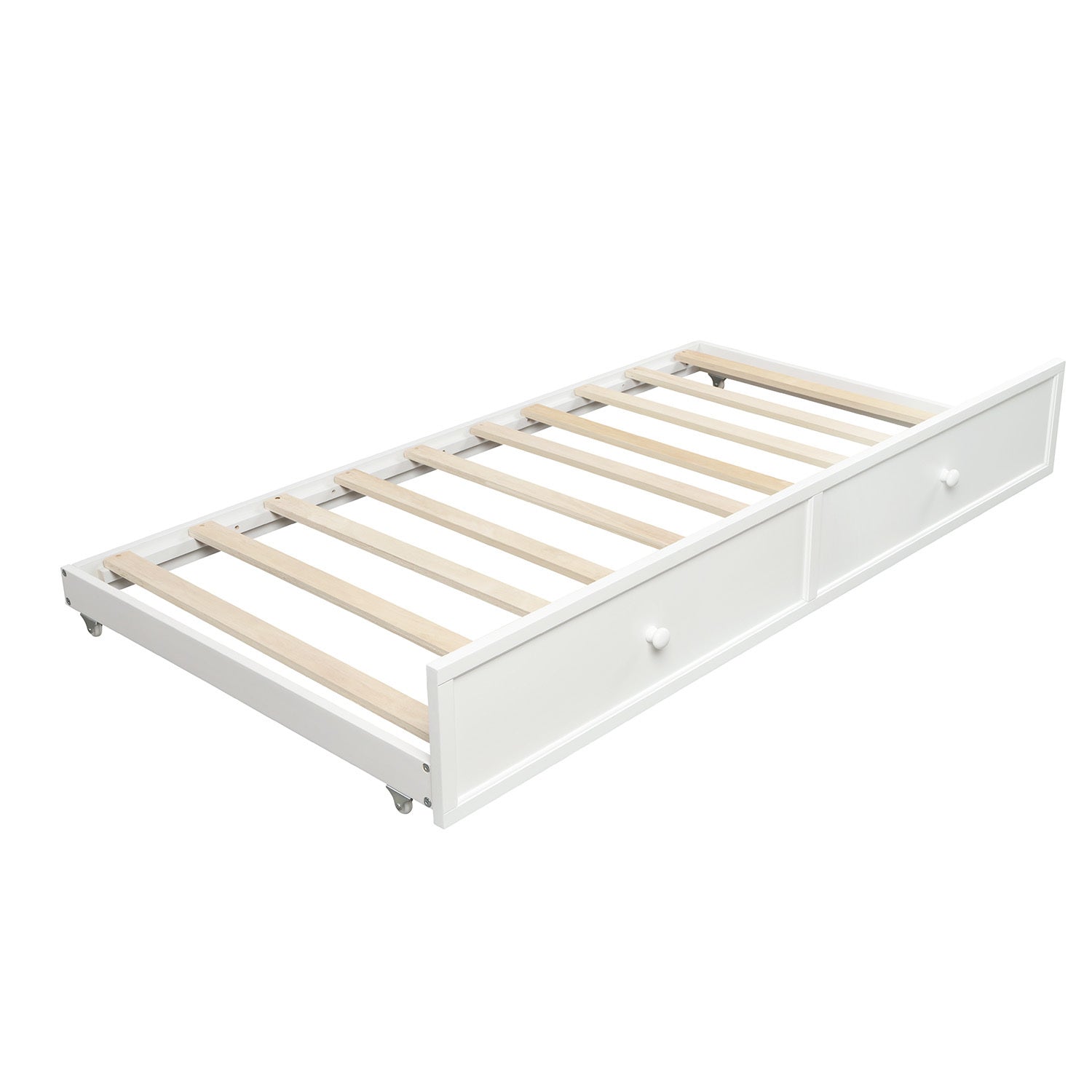 Twin Size Wood Daybed with Twin Size Trundle (White)