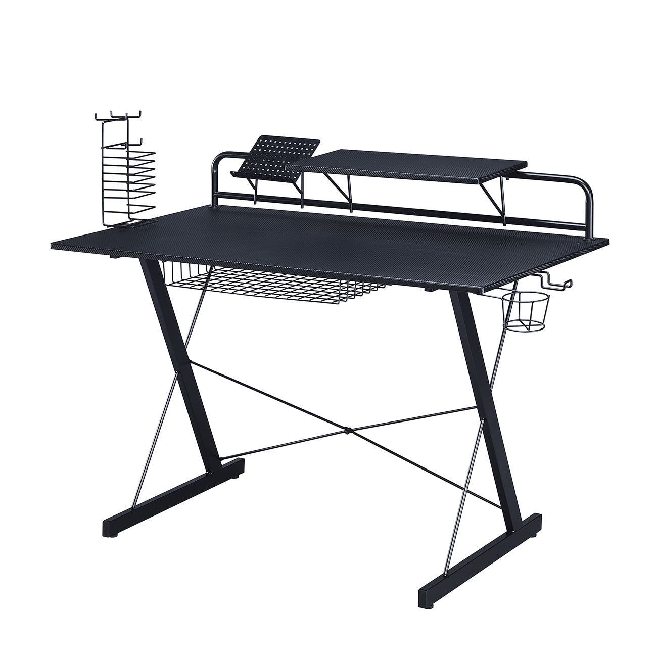 Computer Gaming Desk with Shelving (Black)