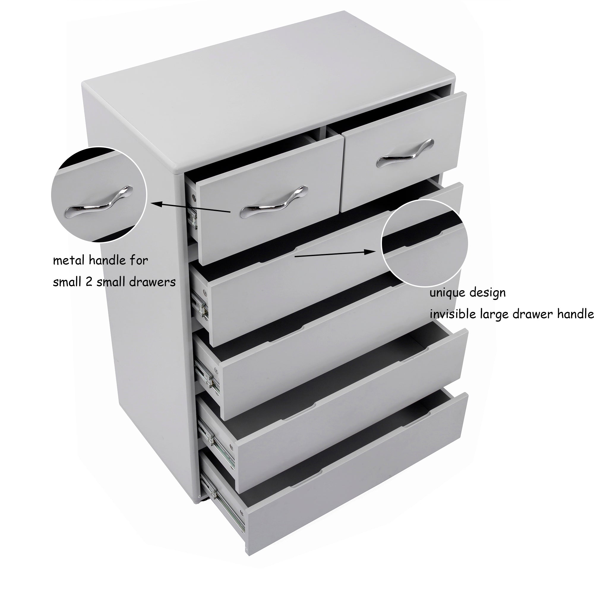 Six Drawer side Table (Gray)