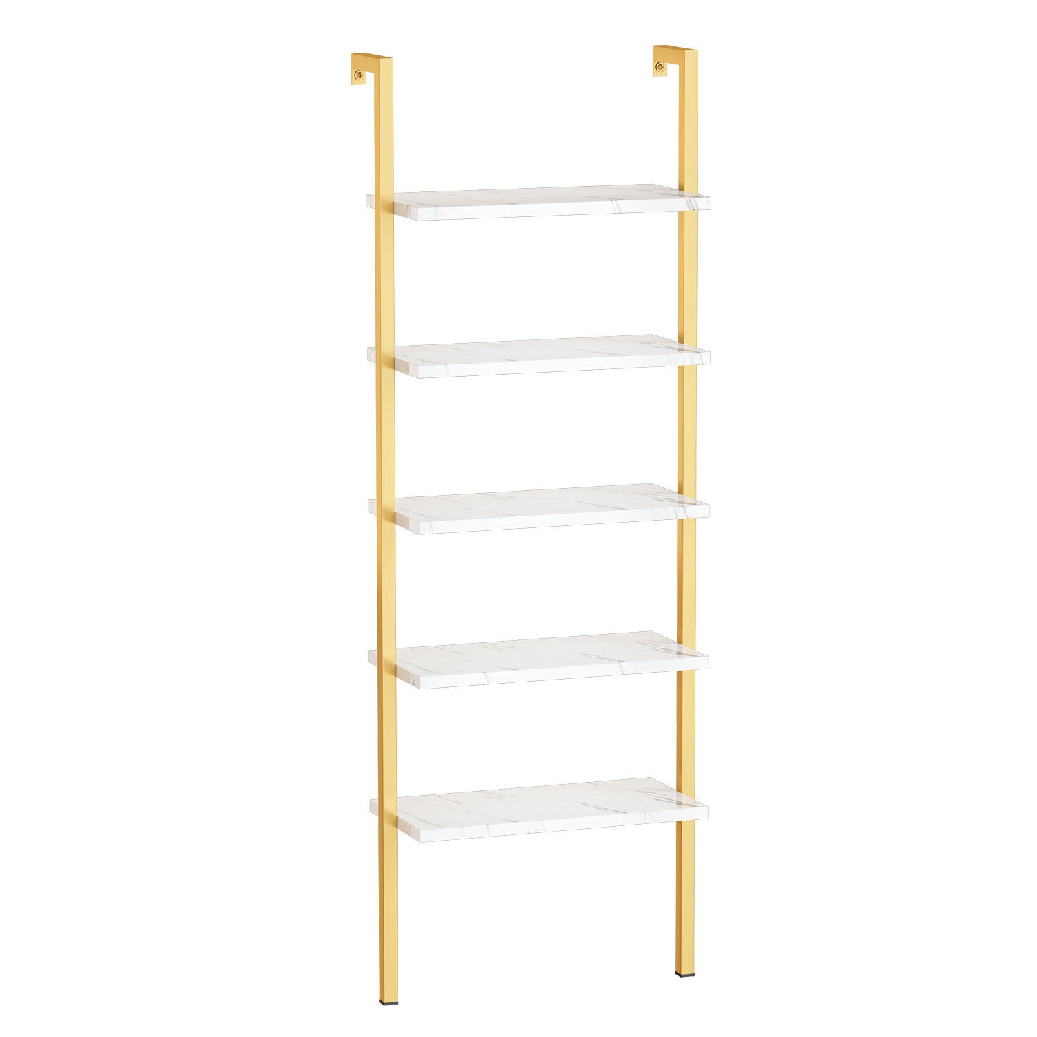 Wall Mounted Ladder Bookcase (White/Gold)