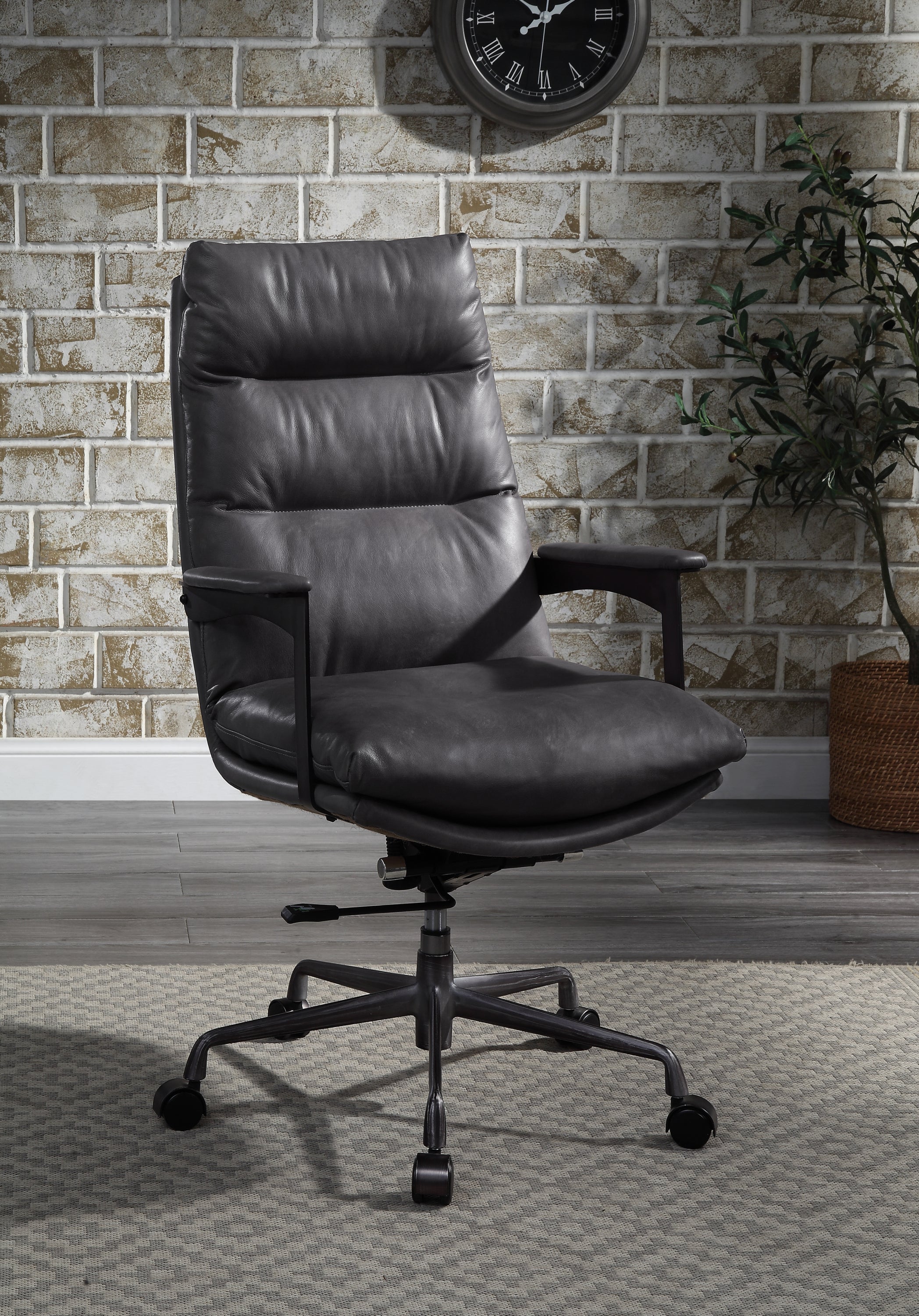 ACME Crursa Leather Office Chair (Gray)