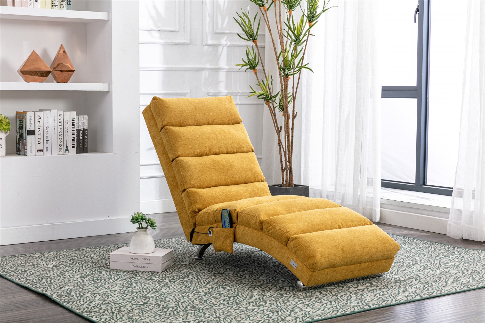 COOLMORE Linen Chaise Lounge Indoor Chair, Modern Long Lounger for Office or Living Room