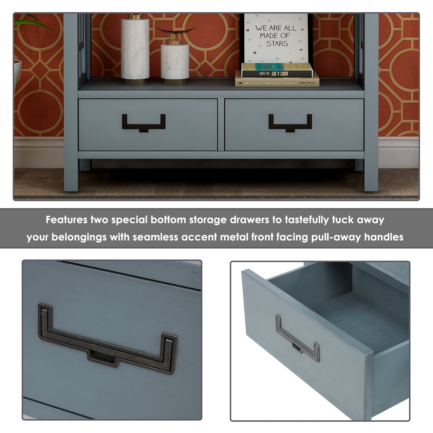 Console Sofa Table with Two Bottom Drawers (Navy)
