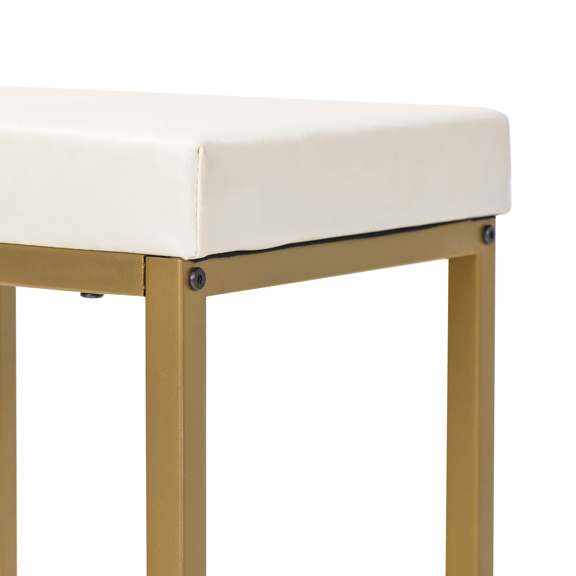 TREXM 3-piece Set with Faux Marble Top and Bar Stools (White/Gold)