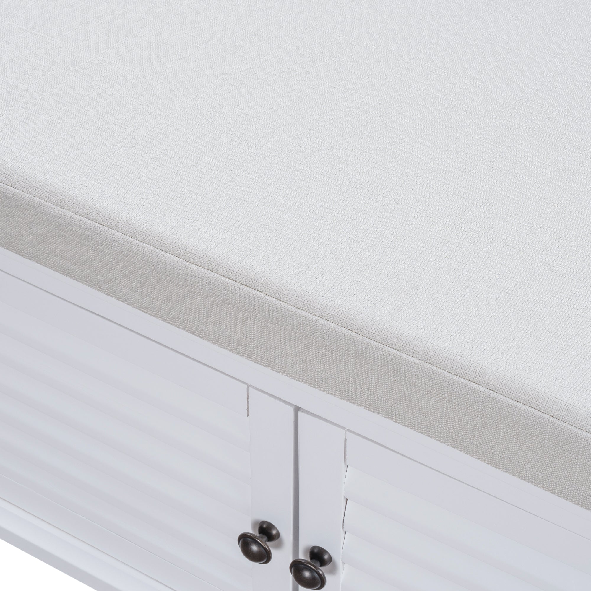 TREXM Storage Bench with Removable Cushion (White)