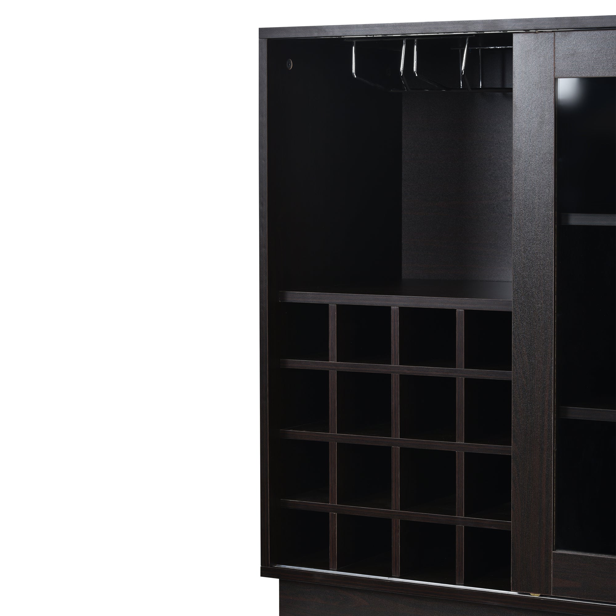 TREXM Sideboard with Integrated wine Cabinet Wine Glass Holder (espresso)