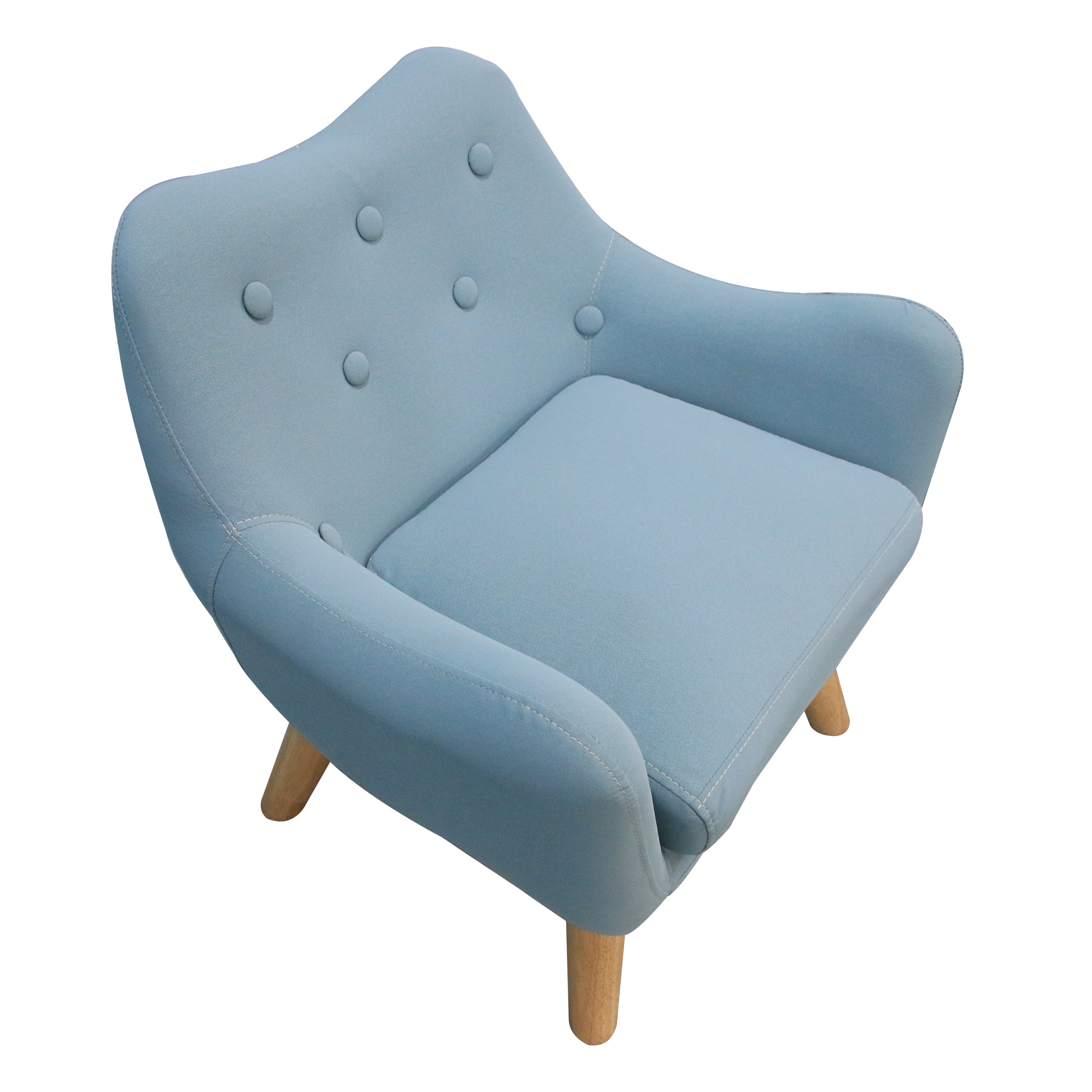 Microfibres Fabric Upholstered Child Accent Armchair with Wooden Legs
