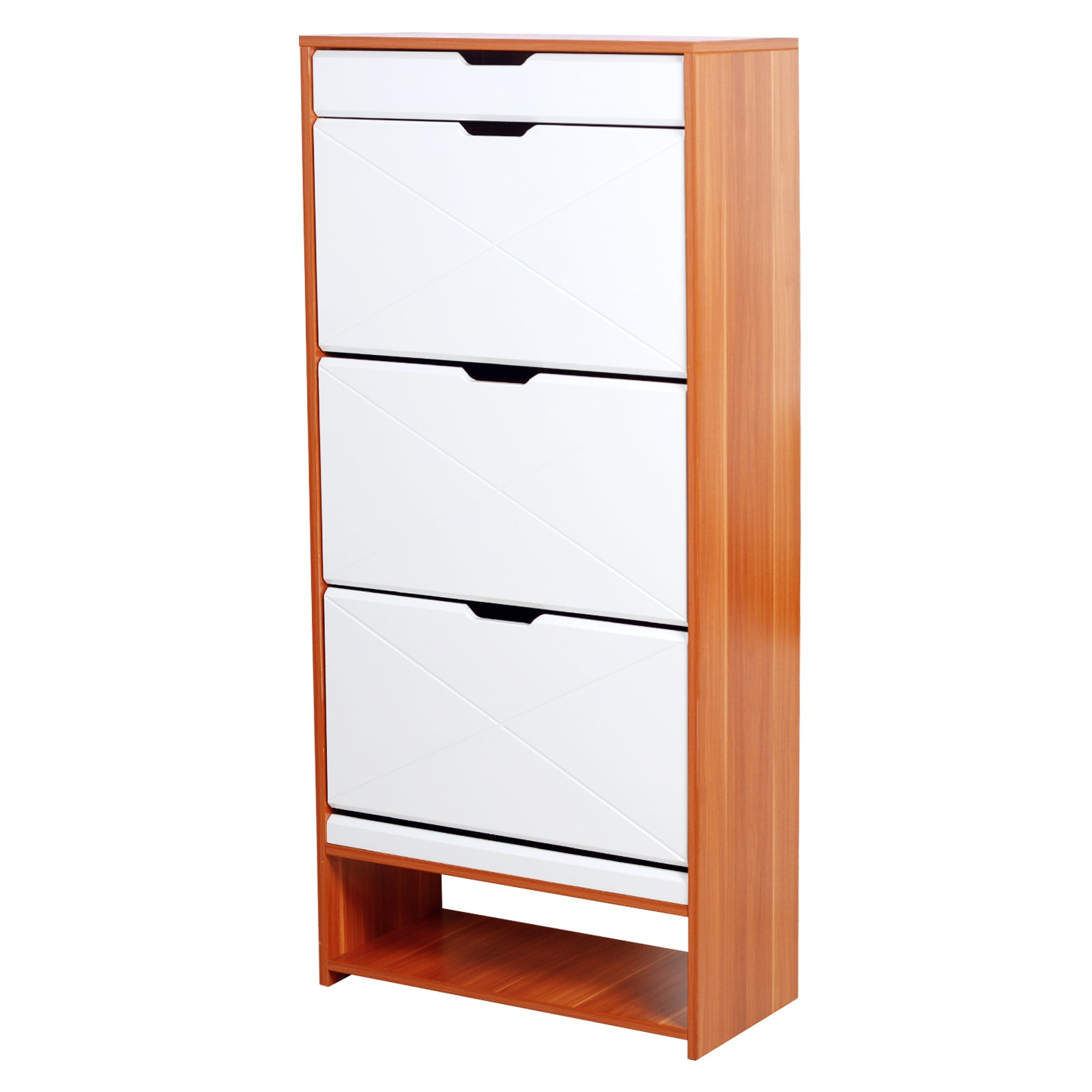 large-Capacity Wooden Color Matching Shoe Storage Cabinet (White)