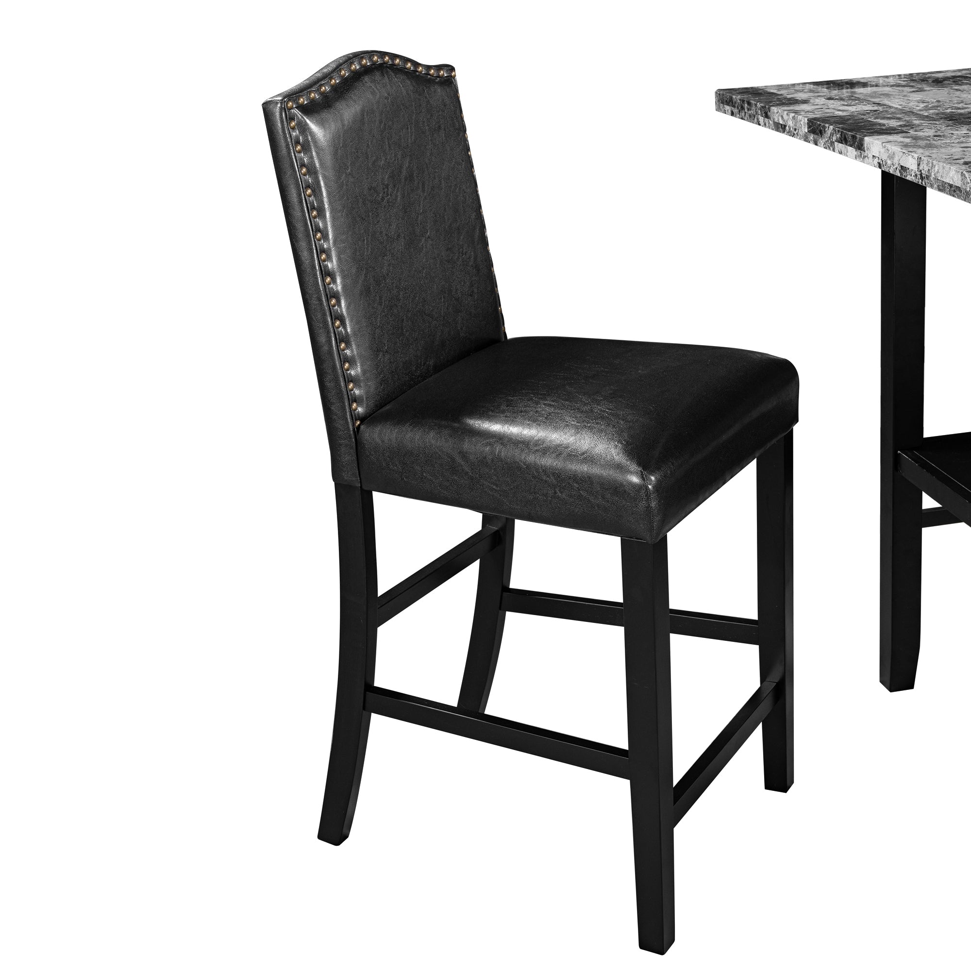 TOPMAX 5 Piece Dining Set with Matching Chairs and Bottom Shelf for Dining Room Chair (Black) ,Table (Gray)