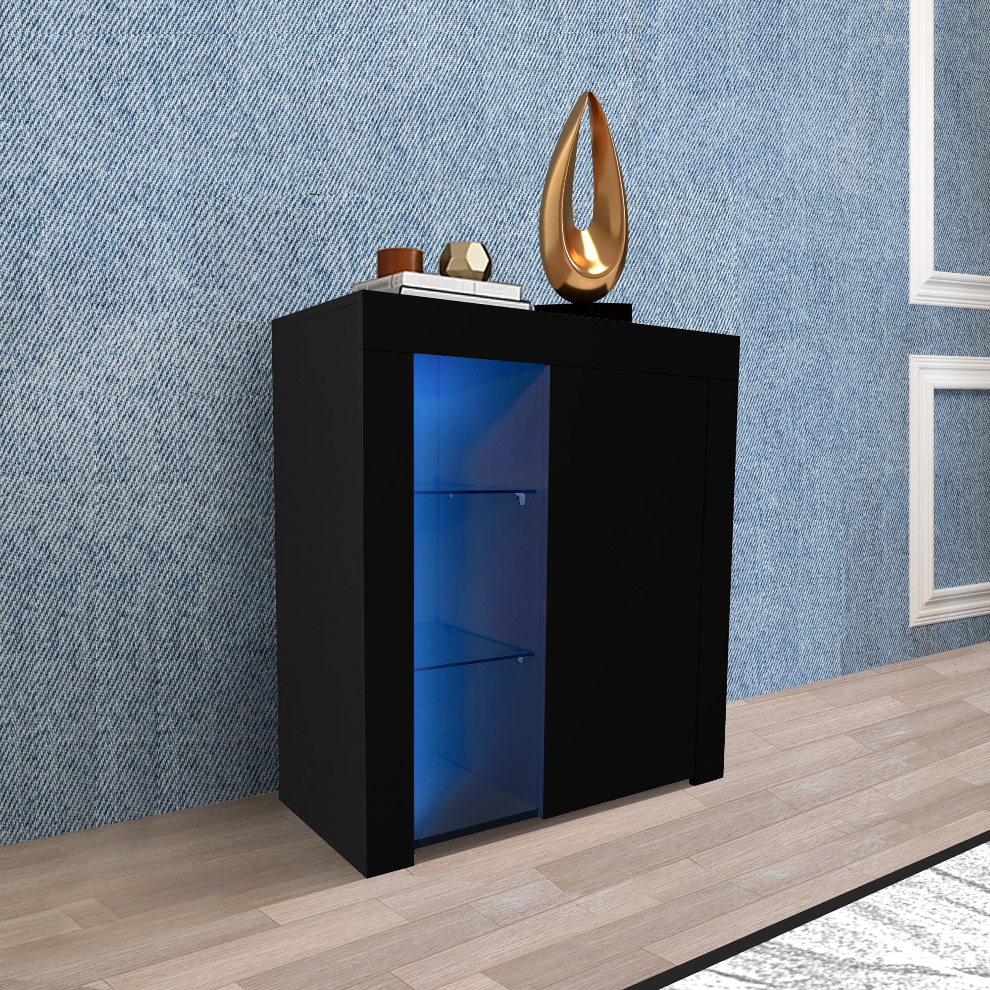 Sideboard High Gloss with Blue LED Light