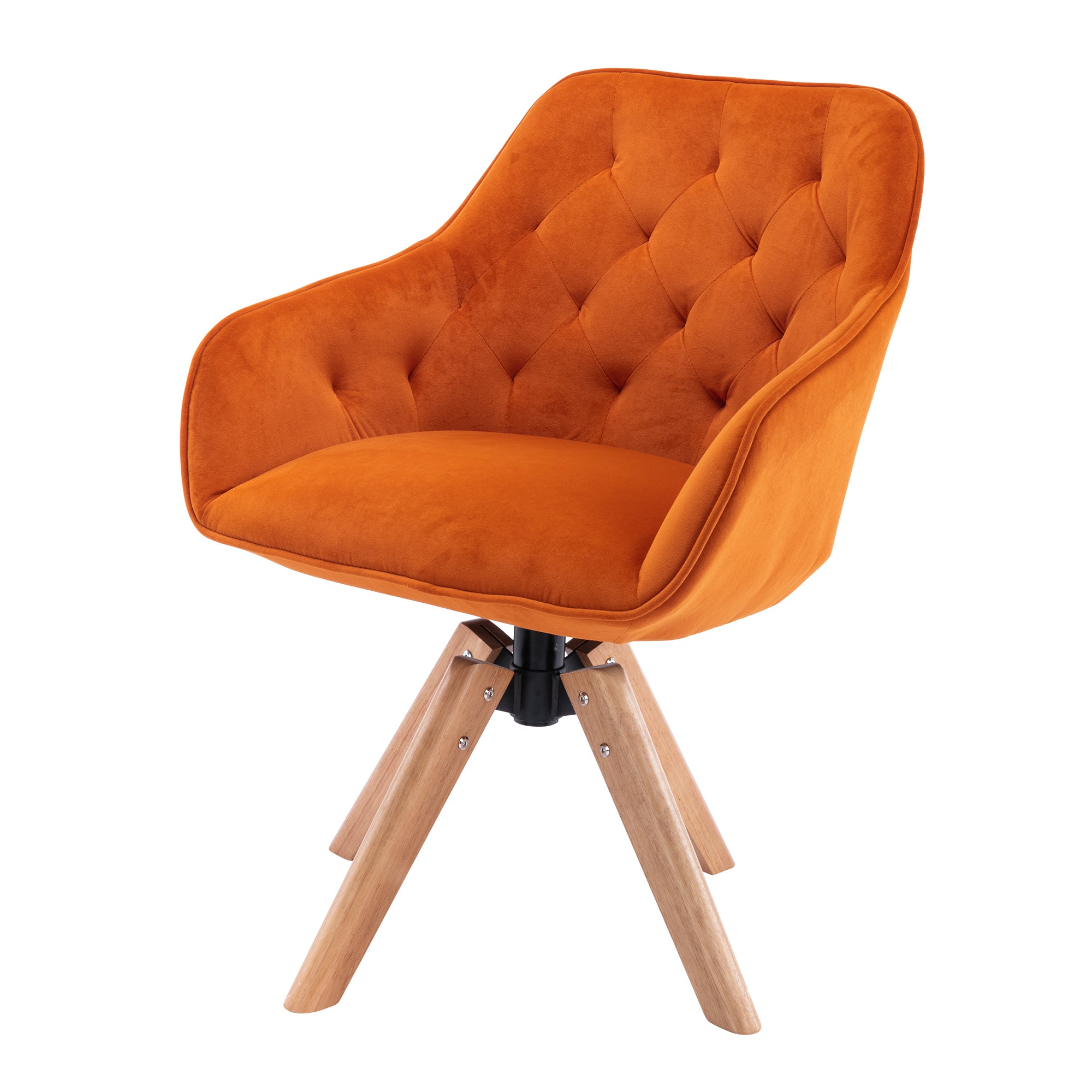 COOLMORE Solid Wood Tufted Upholstered Office Chair(Orange)