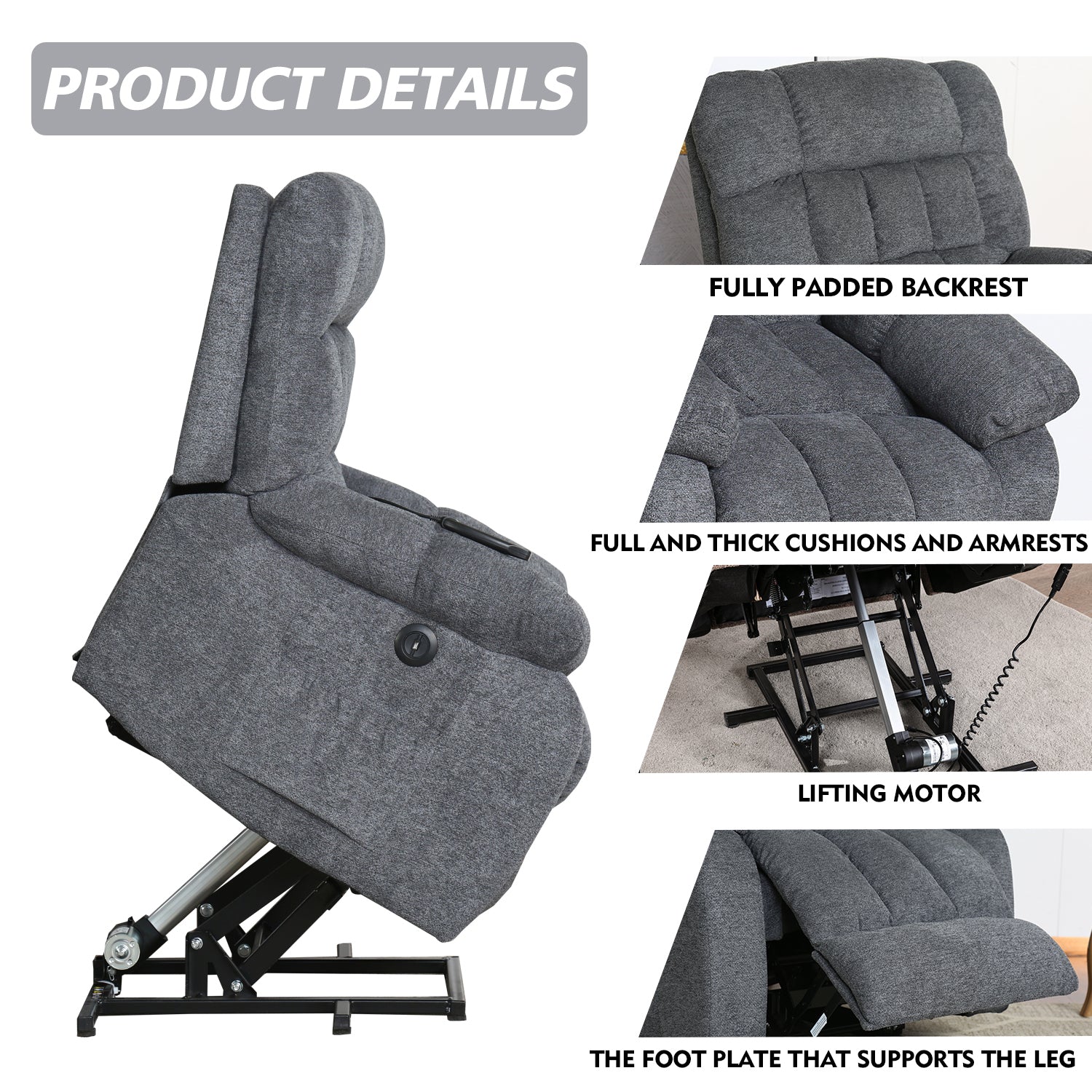 Electric Recliner With Heat & Massage (Navy Blue)