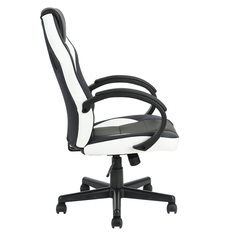 Gaming Office Chair with Fabric Adjustable Swivel(Black/White)