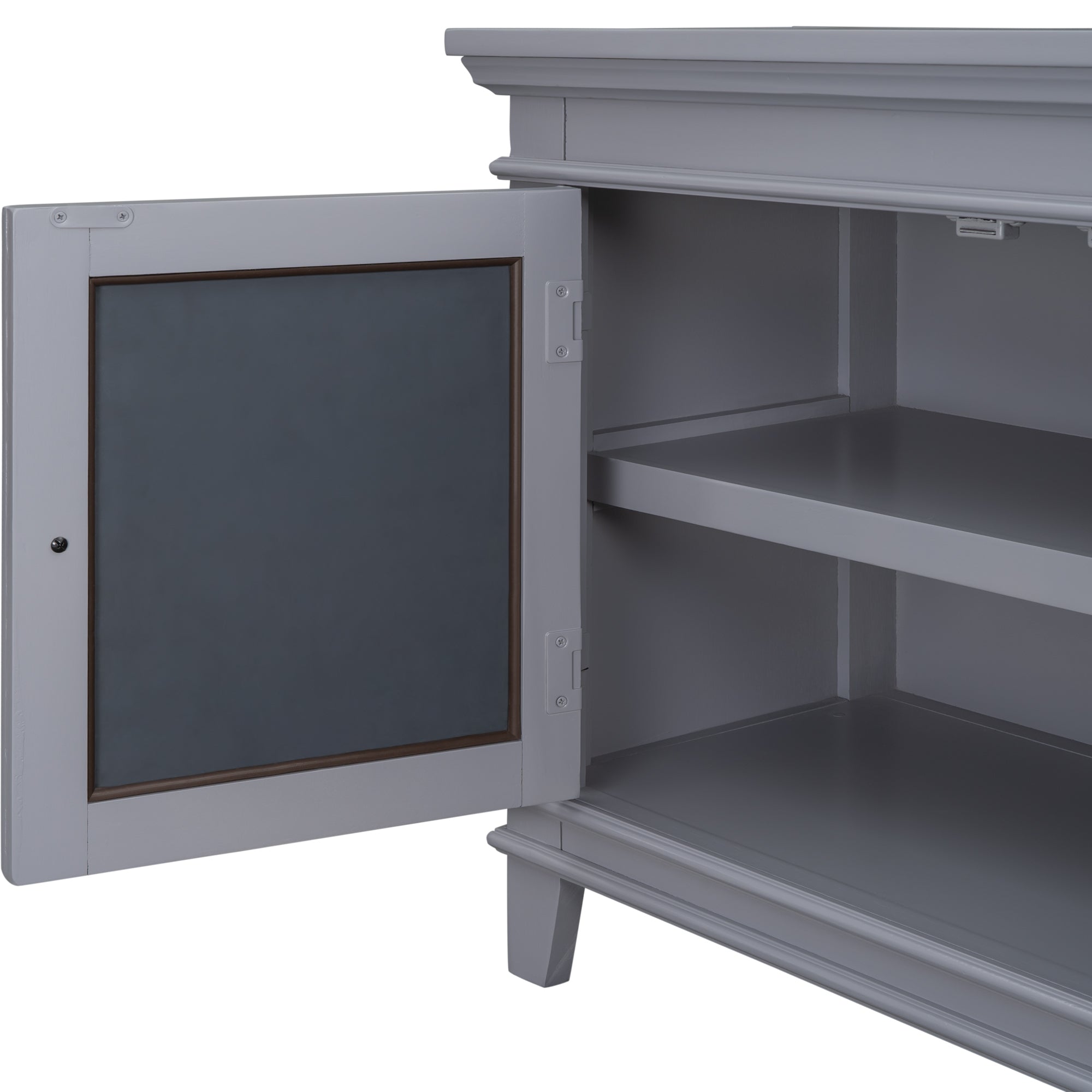 Accent Storage Cabinet Wooden Cabinet with Decorative Mirror Door (Gray)