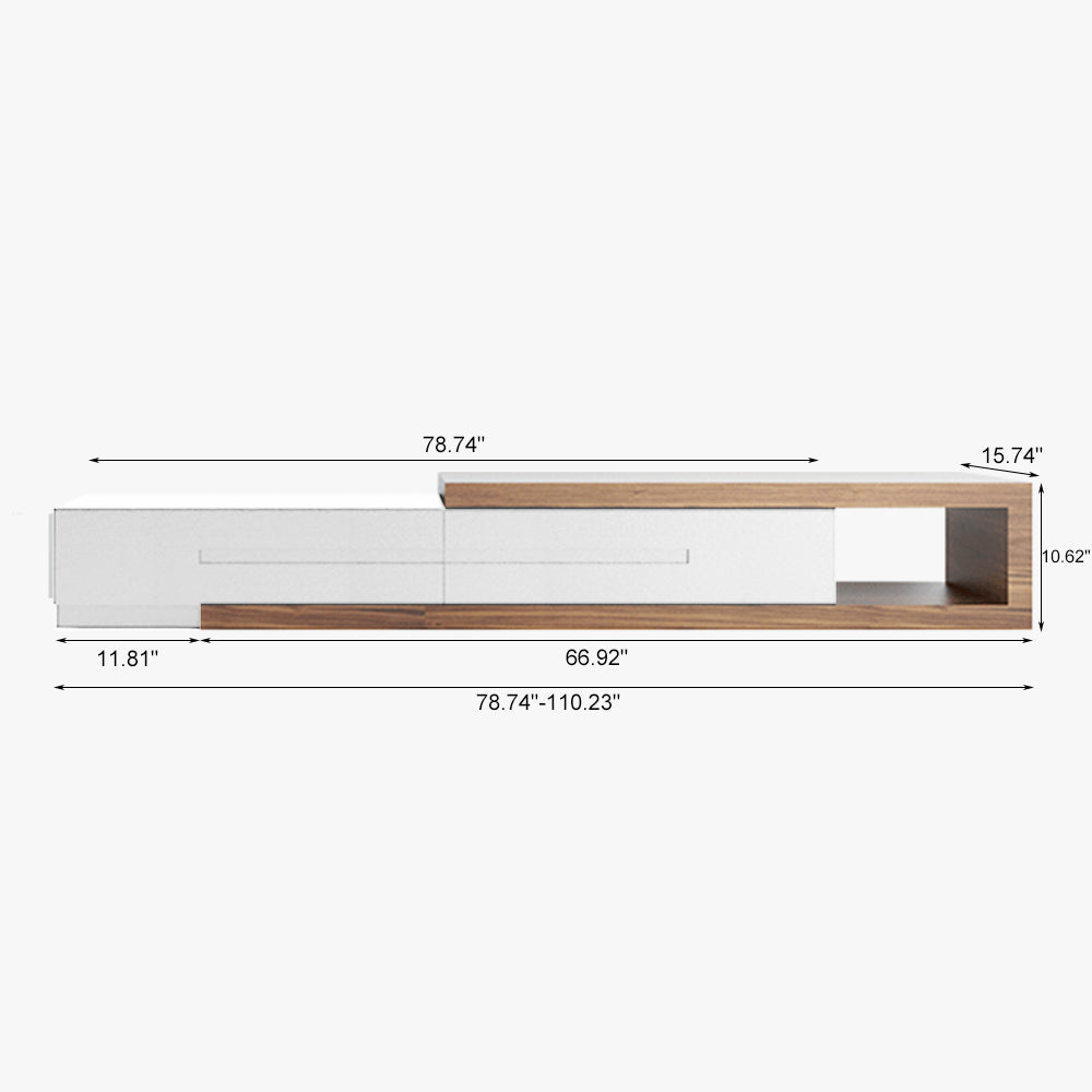 78.7" Modern Expandable White TV Cabinet Holds Up to 70" TV (Brown/White)