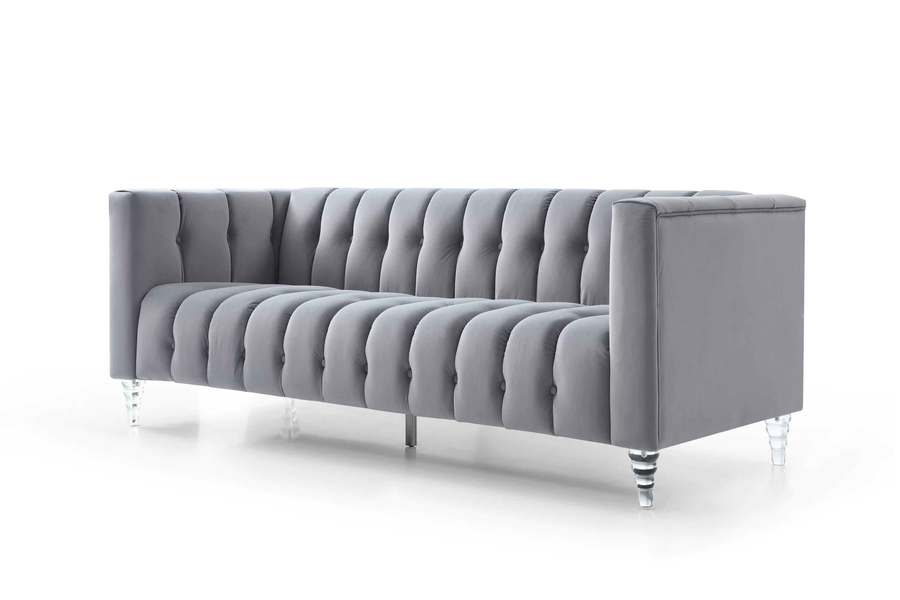 Acrylic Crystal Leg Sofa 3S Sofa (Gray)