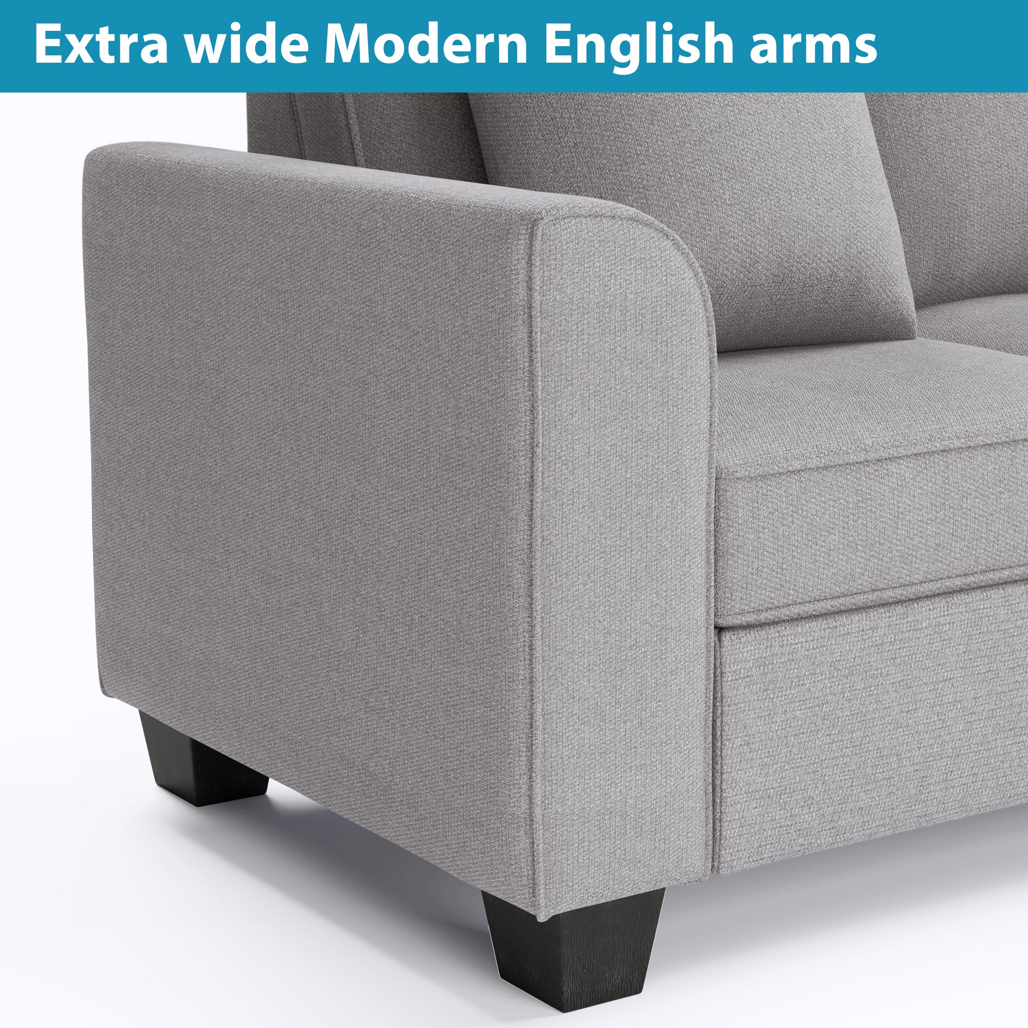 110*86 Inch Modular Sofa Upholstered Classic U Shape Sofa Include 3 Pillows