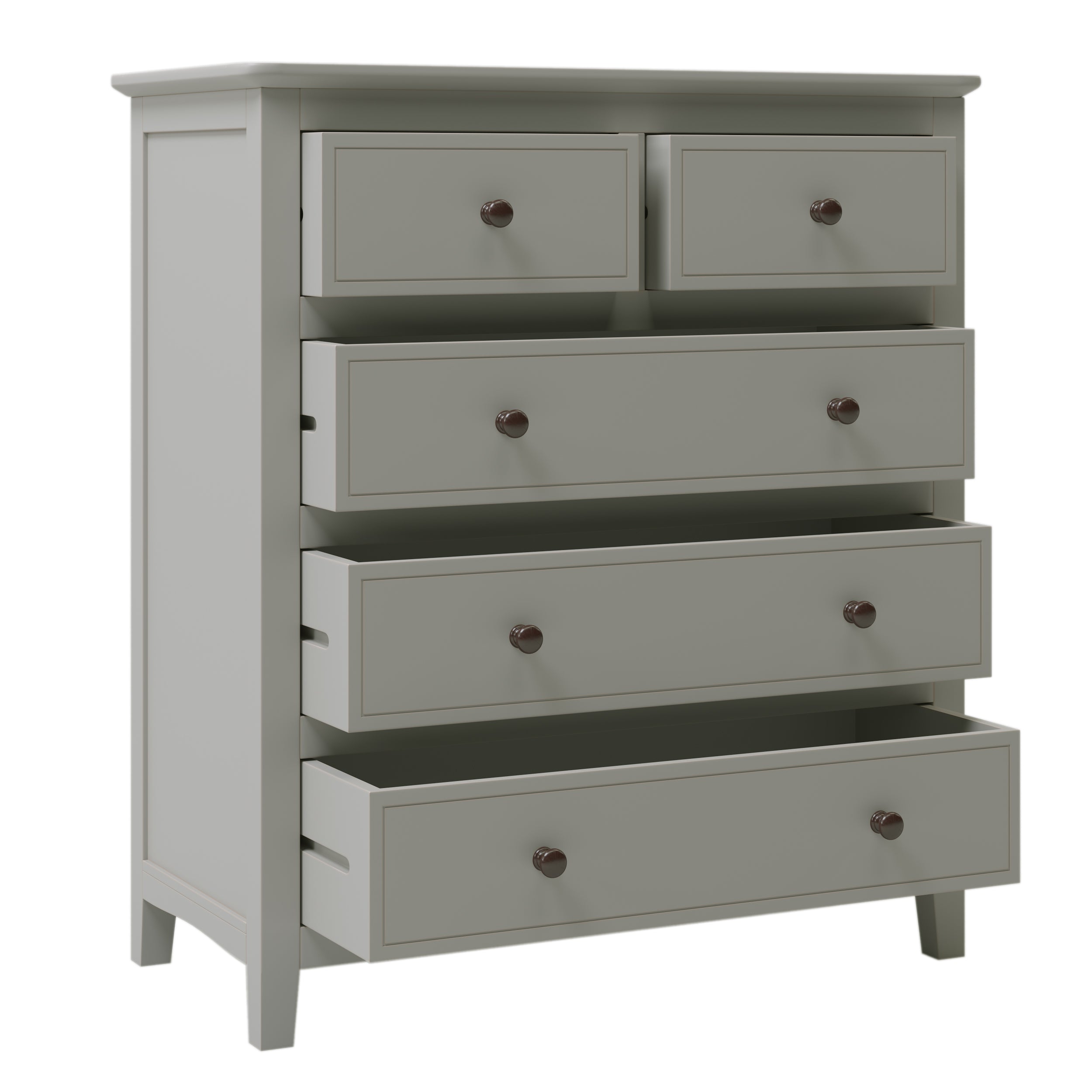 5 Drawers Solid Wood Chest (Gray)