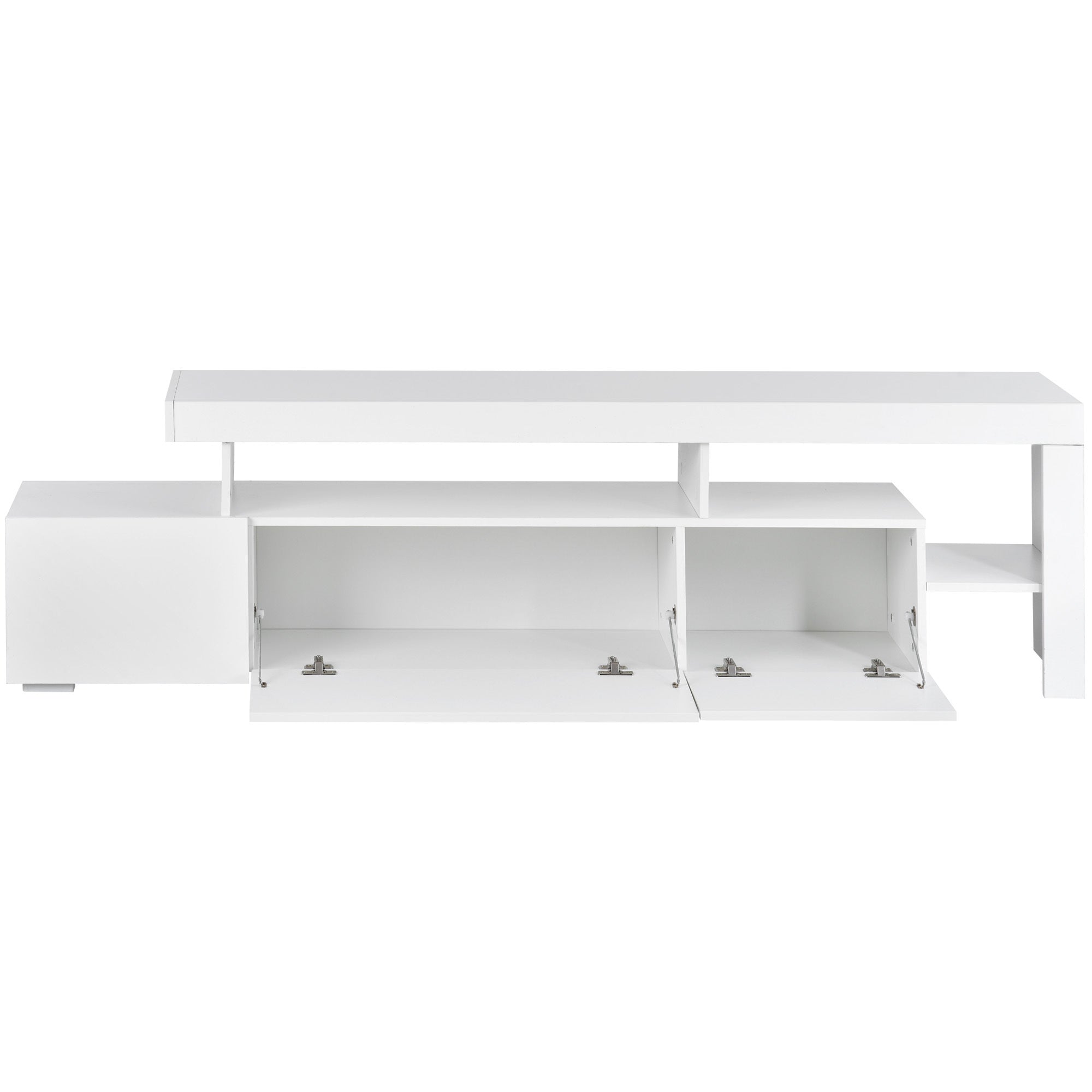 ON-TREND Contemporary LED Lights TV Cabinet Up to 70 Inch TV (White)